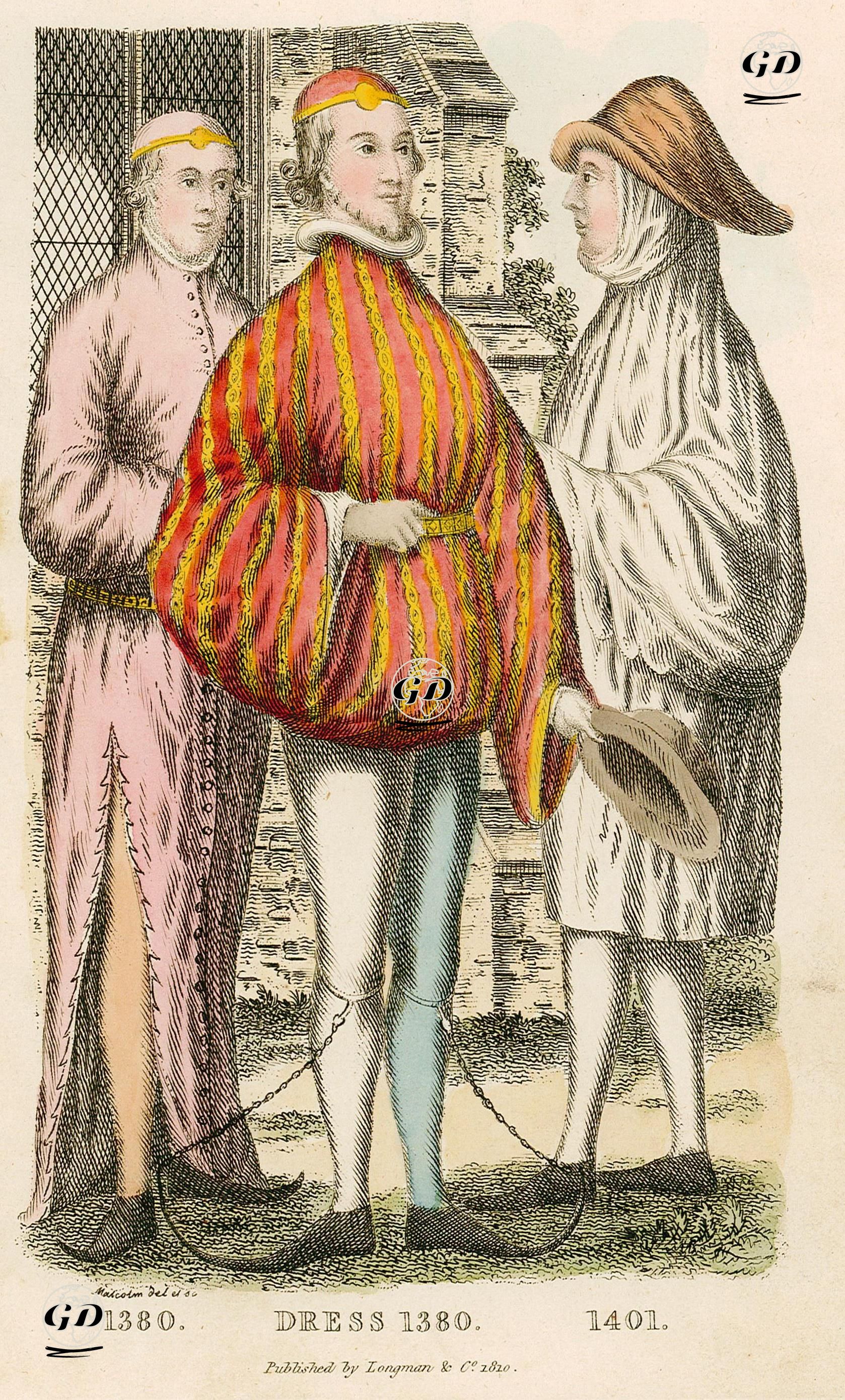 1380 ve 1401 Yıllarında İngiliz Erkeklerinin Kıyafetleri - James Peller Malcolm (1767-1815) - 1810