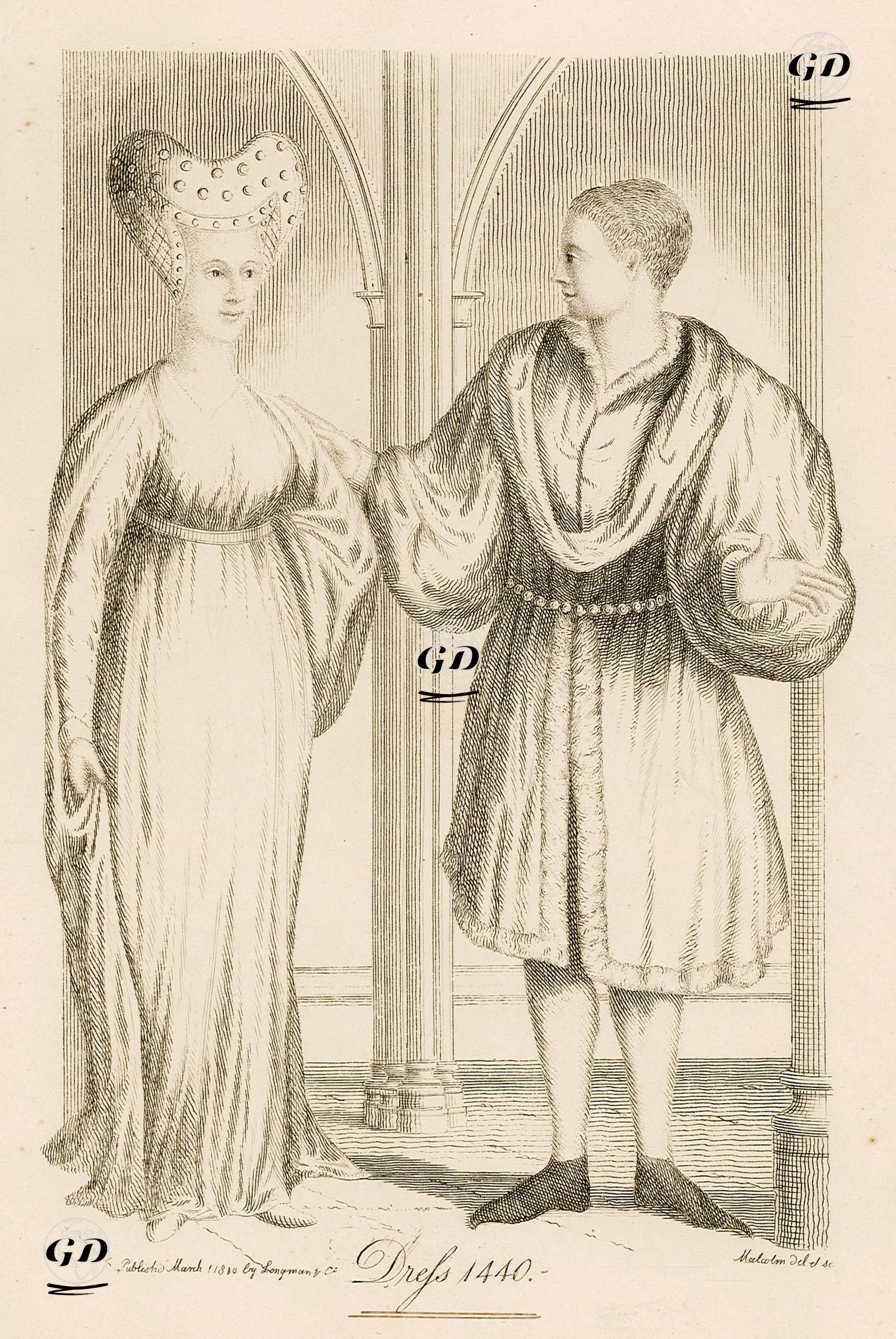 1440 Yılında İngiliz Soylularının Kıyafetleri - James Peller Malcolm (1767-1815) - 1810