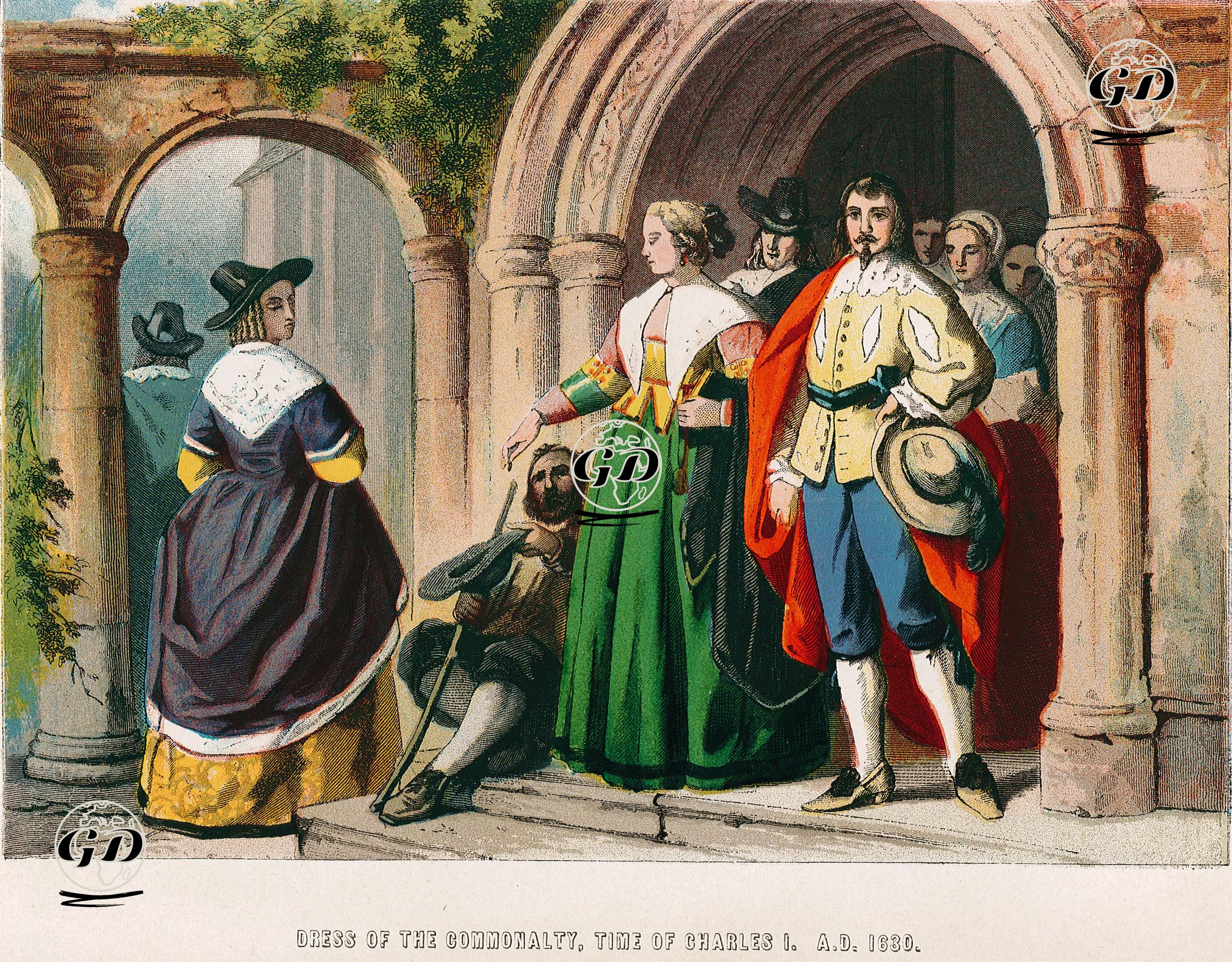 Dress Of The Commonalty, Time Of Charles I. A.D.1630 -  - 1878