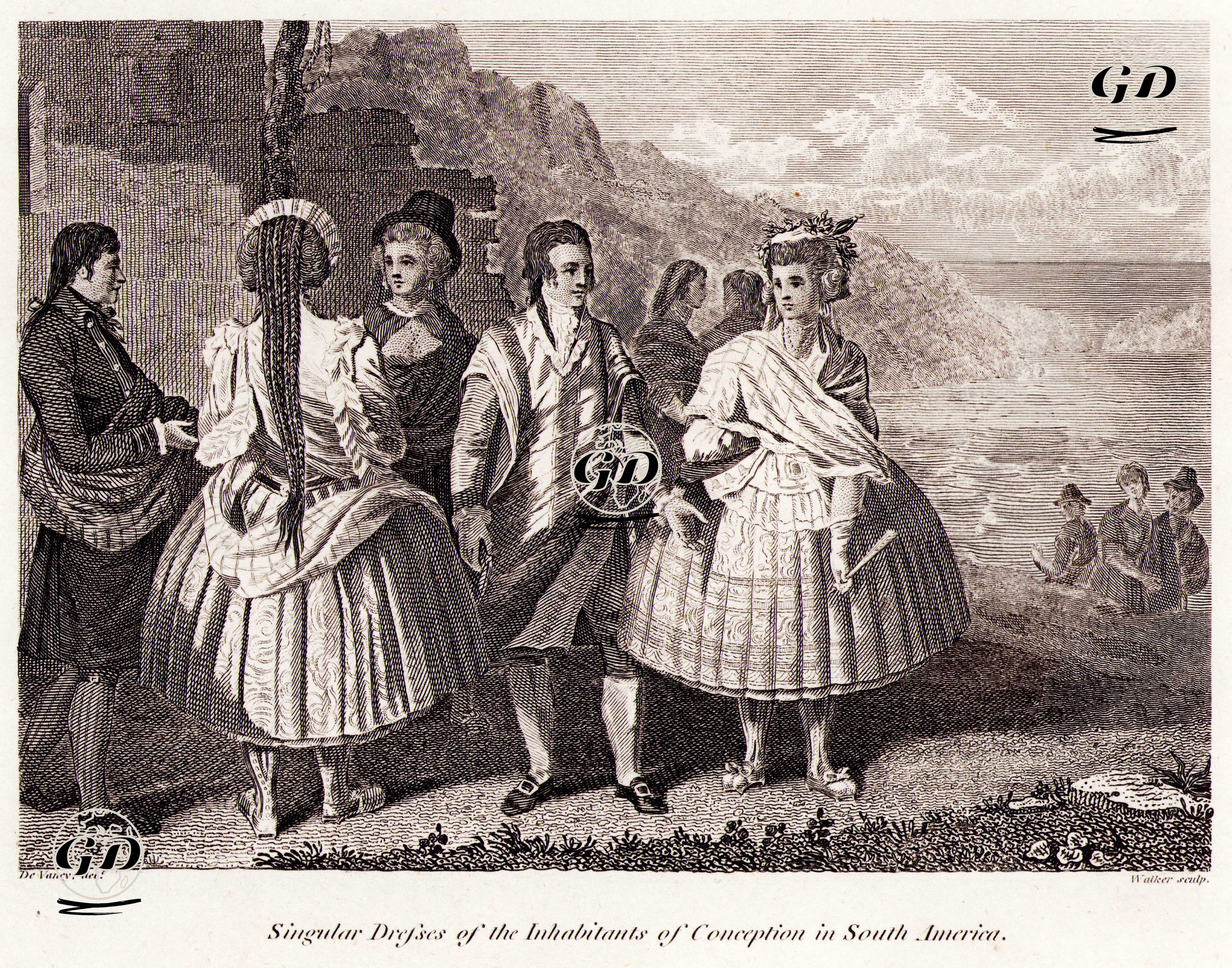Concepcion Şehrinde Yaşayanların Kıyafetleri, Şili - Gaspard Duche De Vancy (1756-1788) - 1810