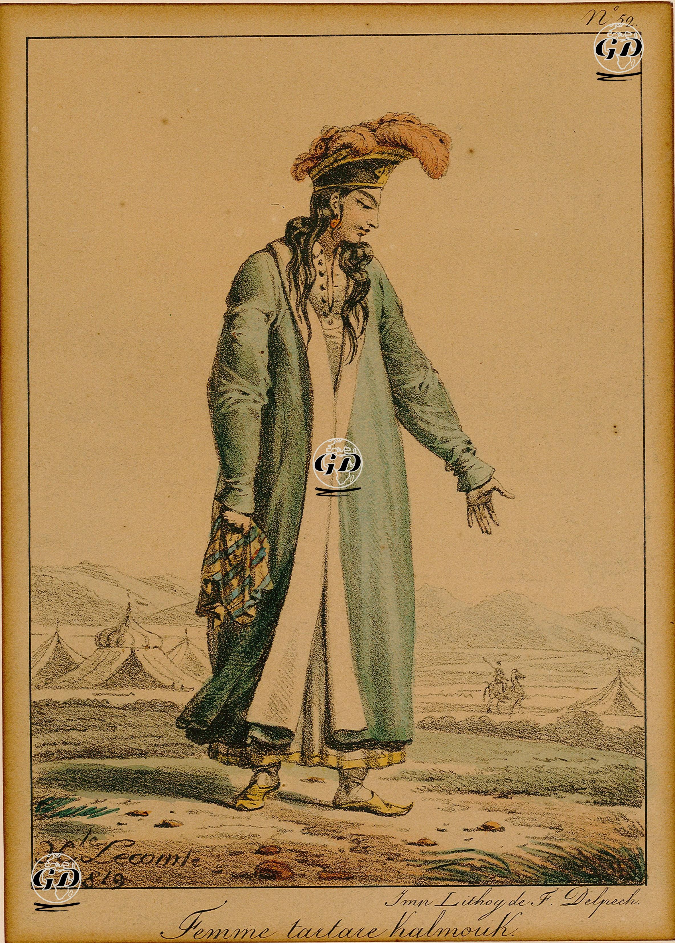 Kalmuklu Tatar Kadın  - Hippolyte Lecomte (1781-1857) - 1819