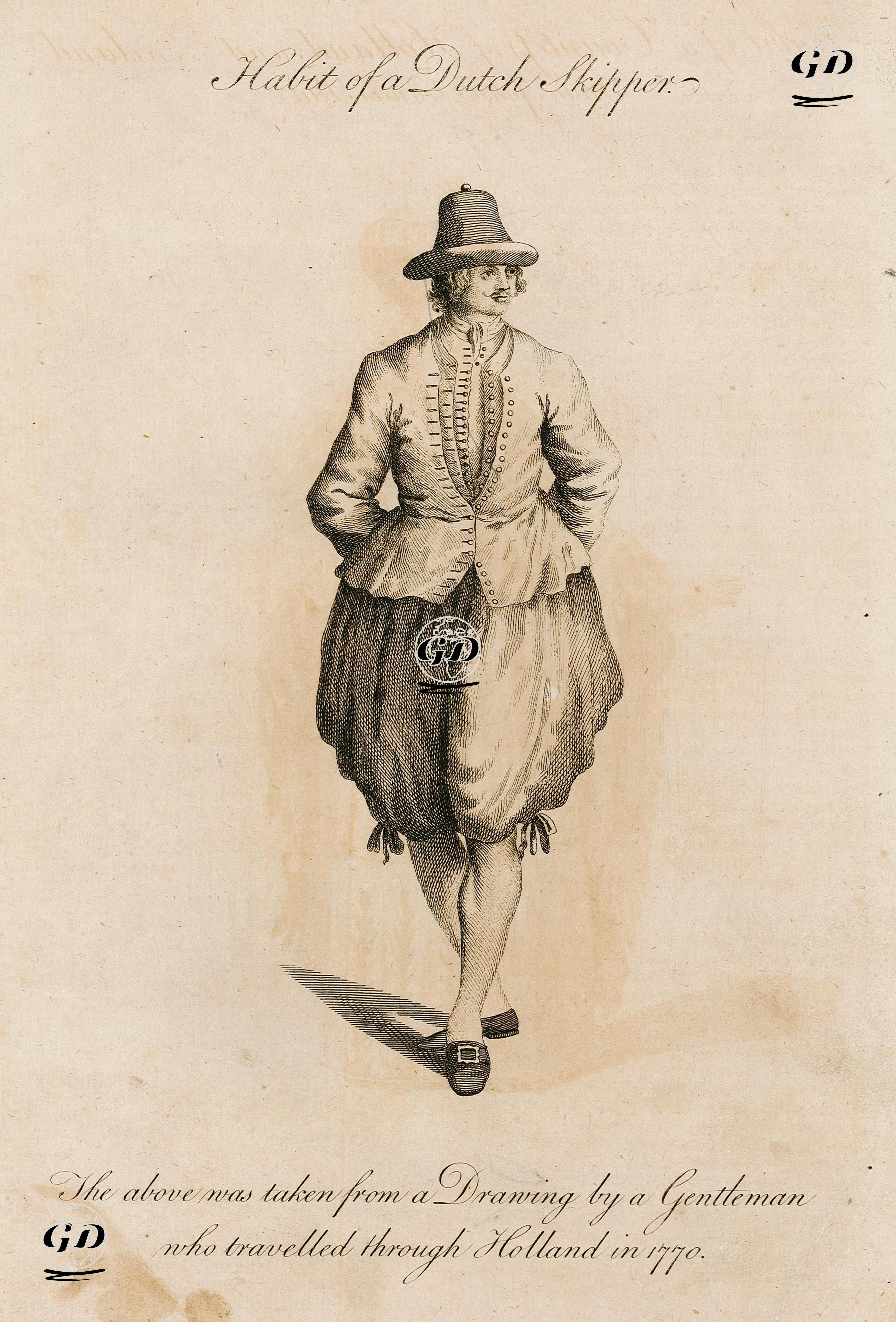 Habit Of A Dutch Skipper- The Above was taken from A Drawing By a Gentleman Who Travelled Through Holland in 1770 -  - 1770's