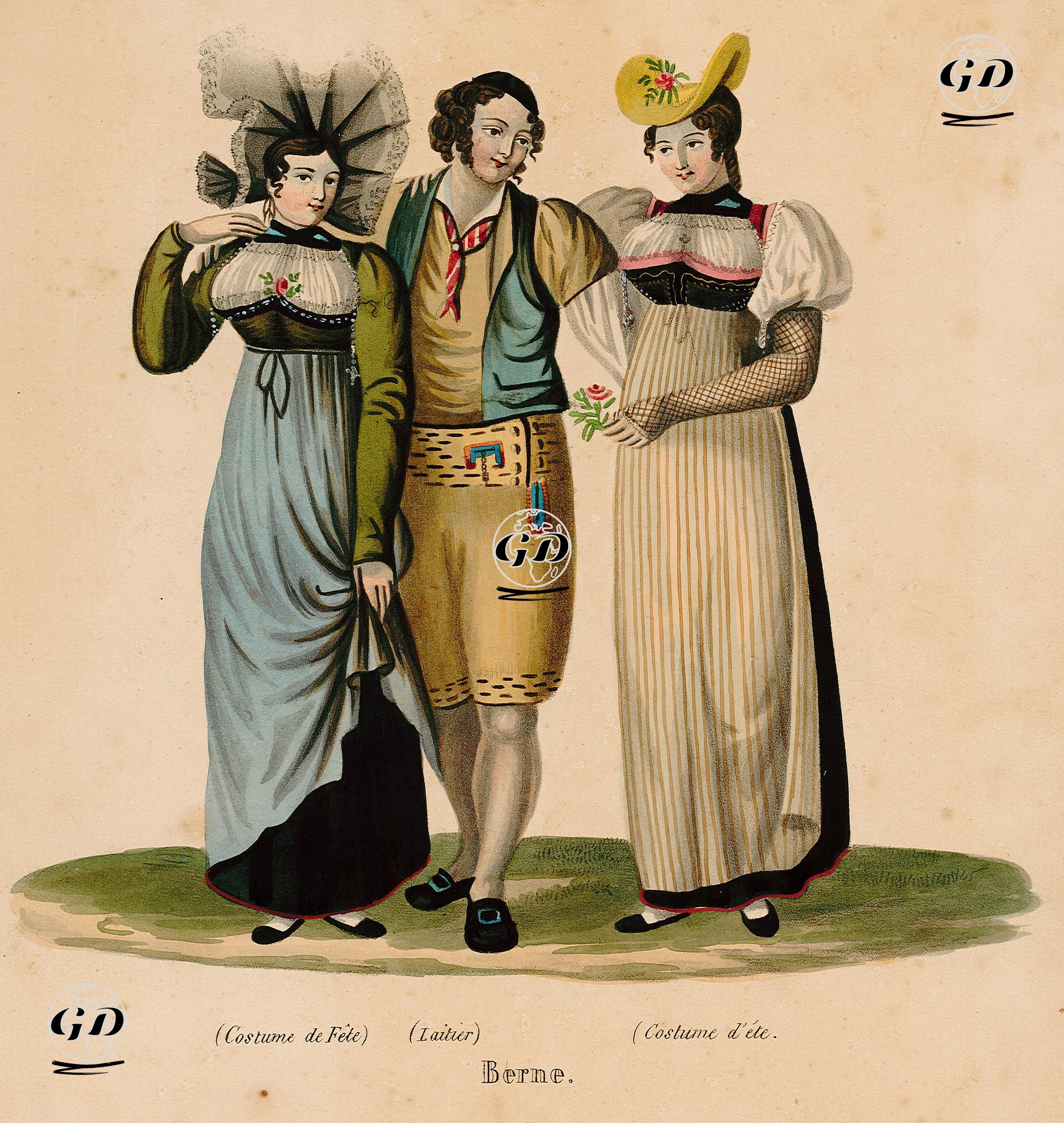 Bern Şehrinde Yaşayan  Erkek ve Kadınların Kıyafetleri -  - 1850's