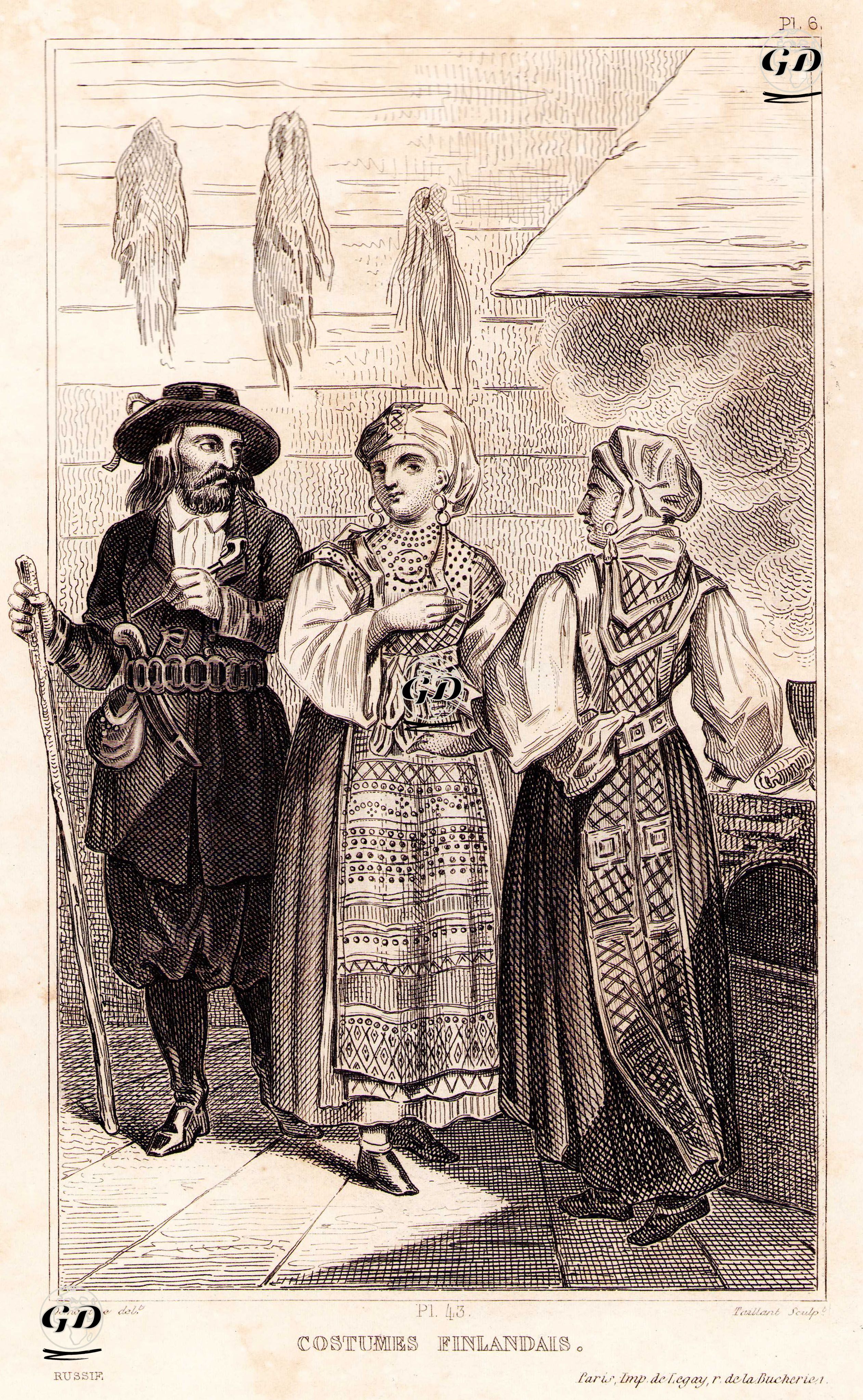 Finlandiya'lıların Kıyafetleri - Louis Pierre René Demoraine (1816-….) - 1859