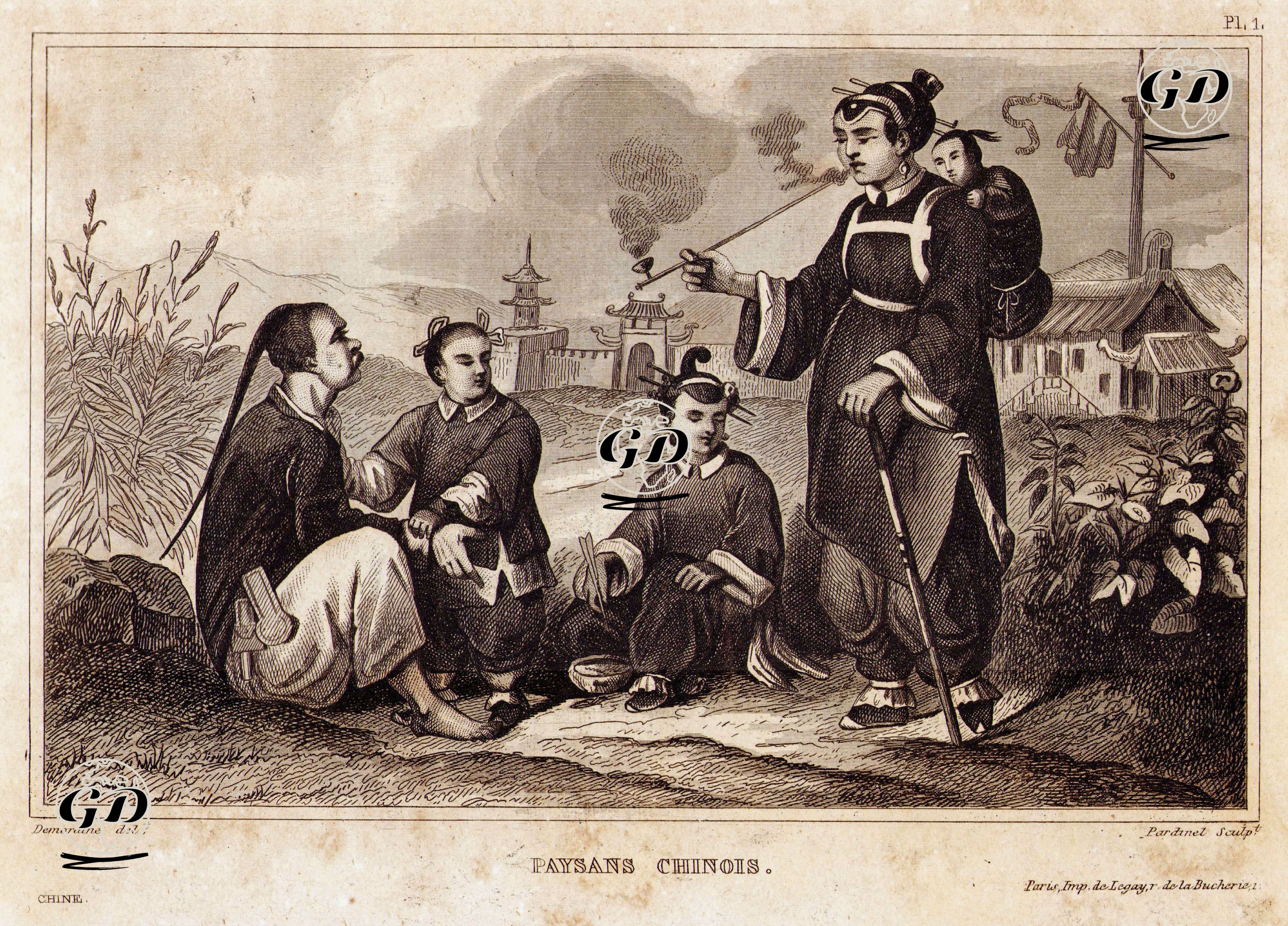 Çinli Köylüler - Louis Pierre René Demoraine (1816-….) - 1859