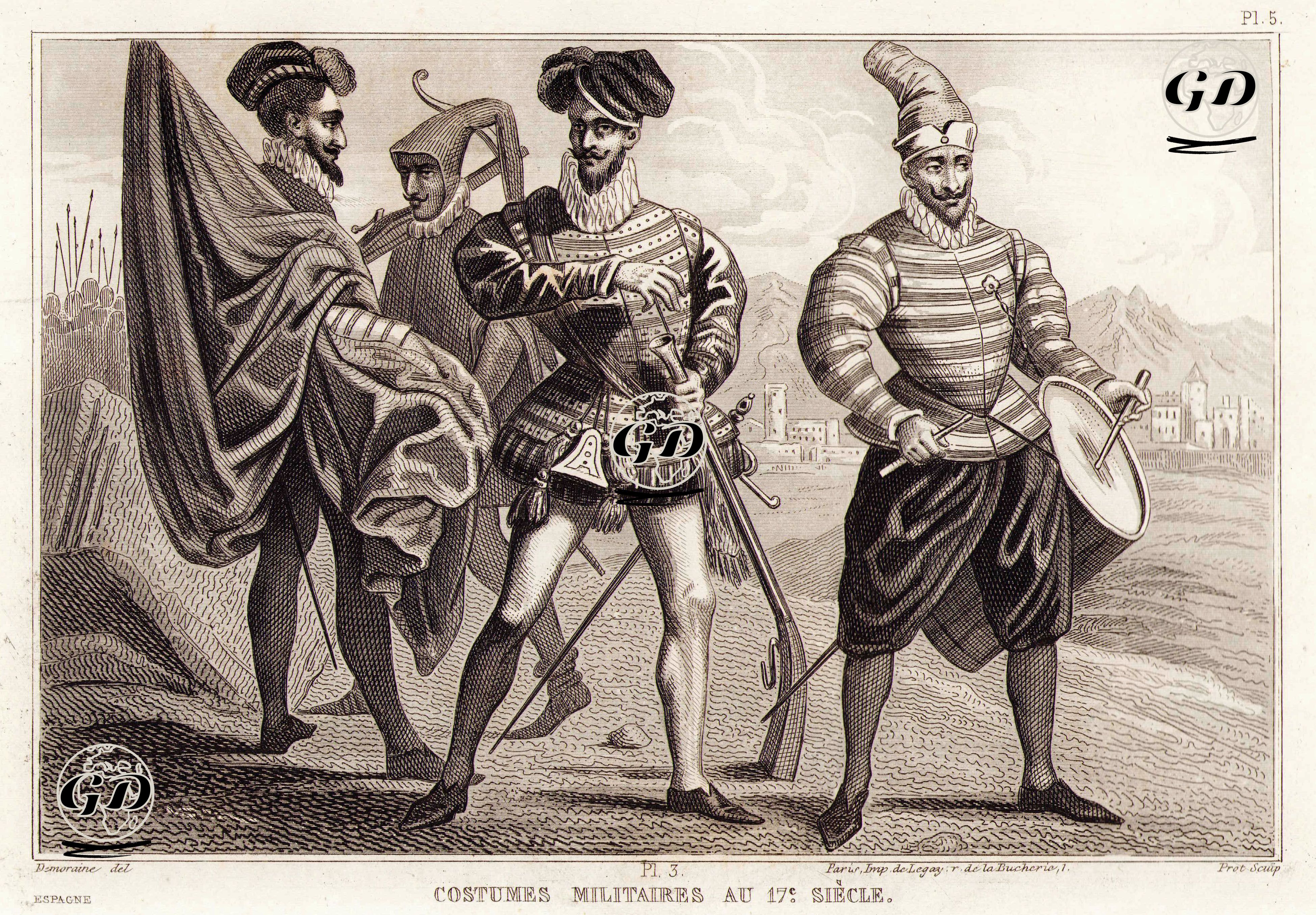 Costumes Militaires Au 17.Siecle - Louis Pierre René Demoraine (1816-….) - 1859