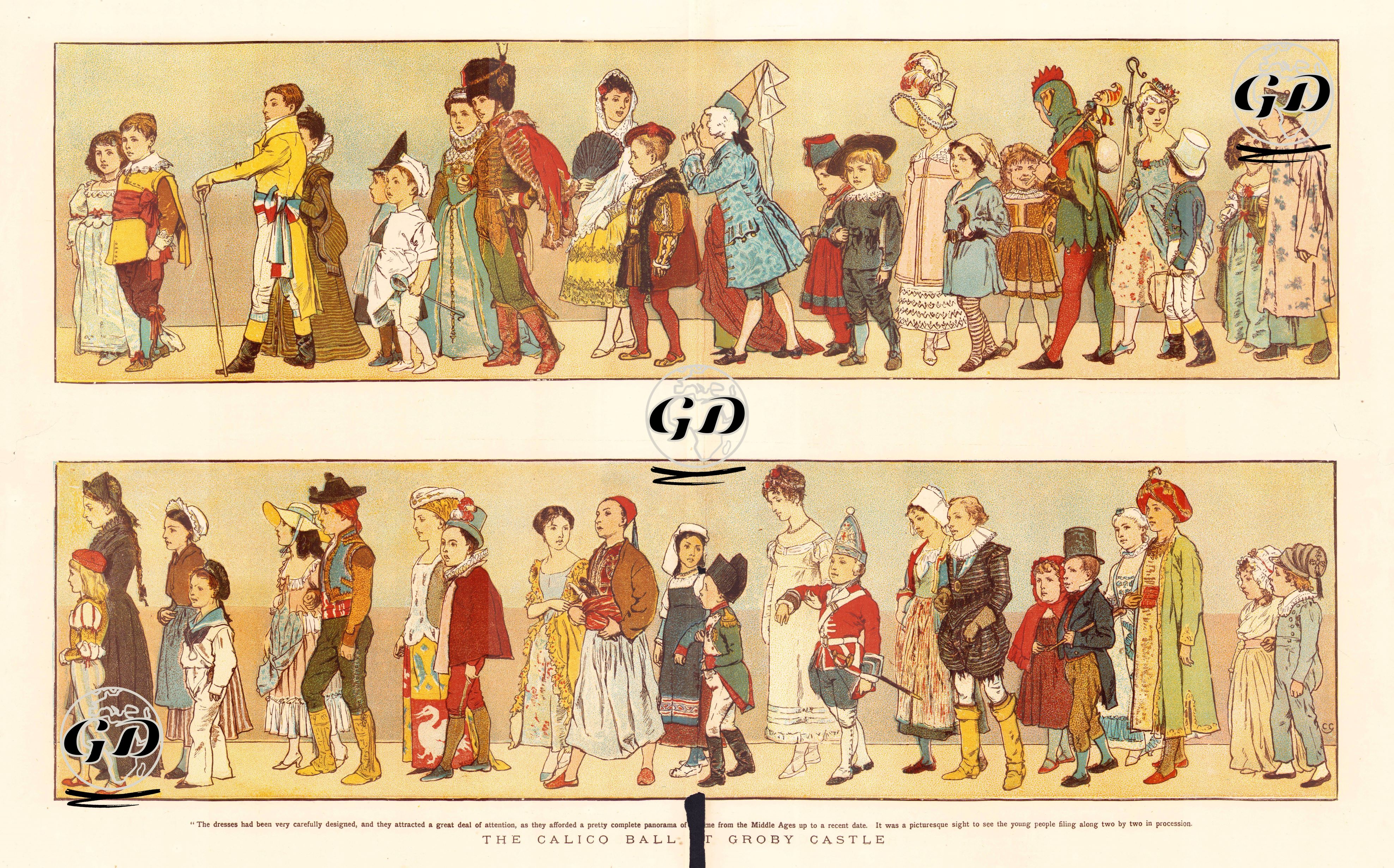 Broby Kalesinde Yapılan Calico Balosunda Çocukların Giydiği Ortaçağdan 19.Yüzyıla Kadar Ülke Kostümleri -  - 1877