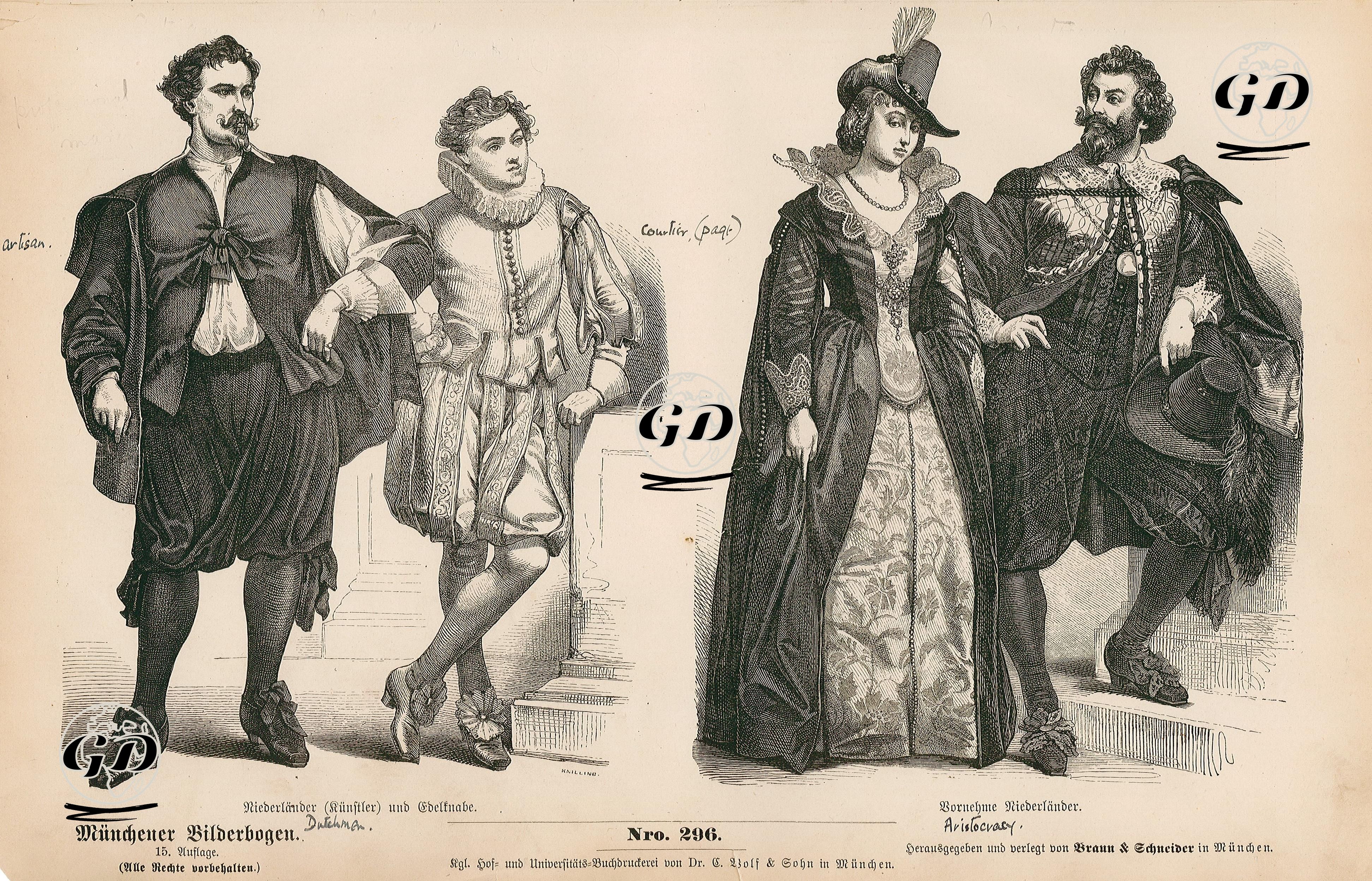 17.Yüzyılın İlk Döneminde (1600-1633)Hollandalı Ressam Ve Soylu Çocuk-Hollandalı Soylu Kişilerin Kıyafeti  -  - 1861-1890's