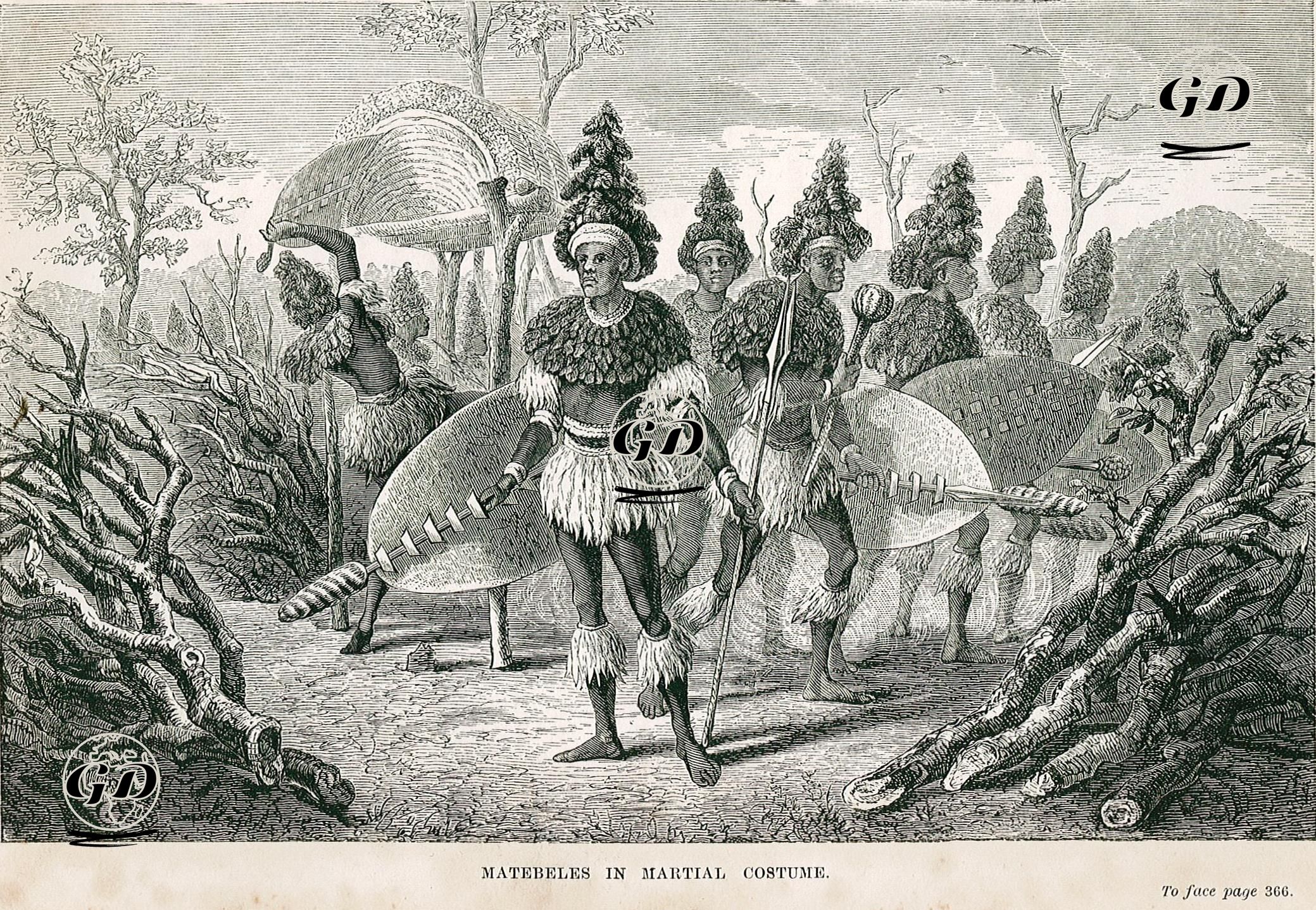 Kuzey Ndebele Halkı'nın (Matebeles) Savaş Kostümü -  - 1870's-1880's