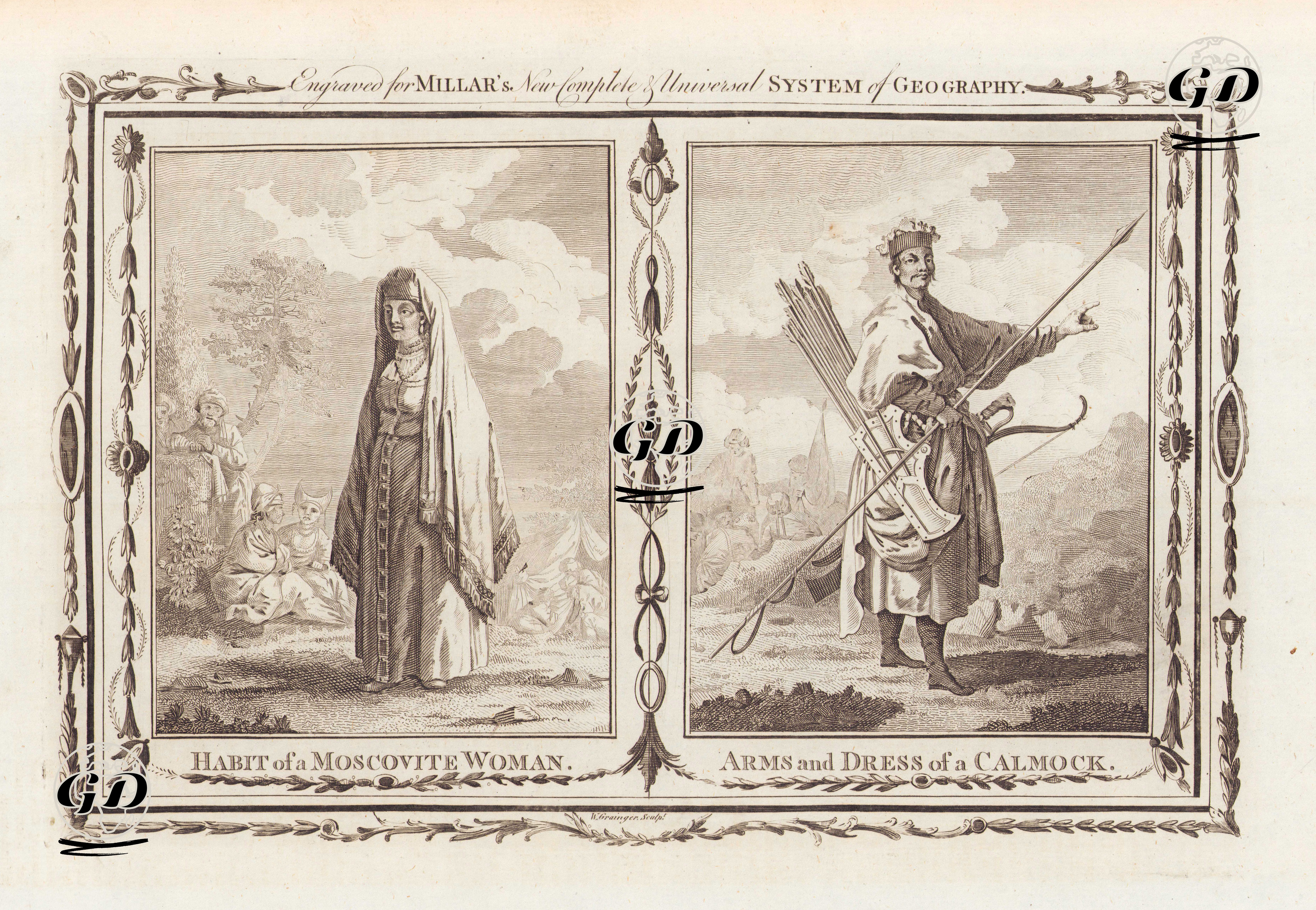 Moskova'da Yaşayan Bir Kadının Kıyafeti-Kalmuklu Bir Erkeğin Kıyafeti ve Silahları -  - 1782