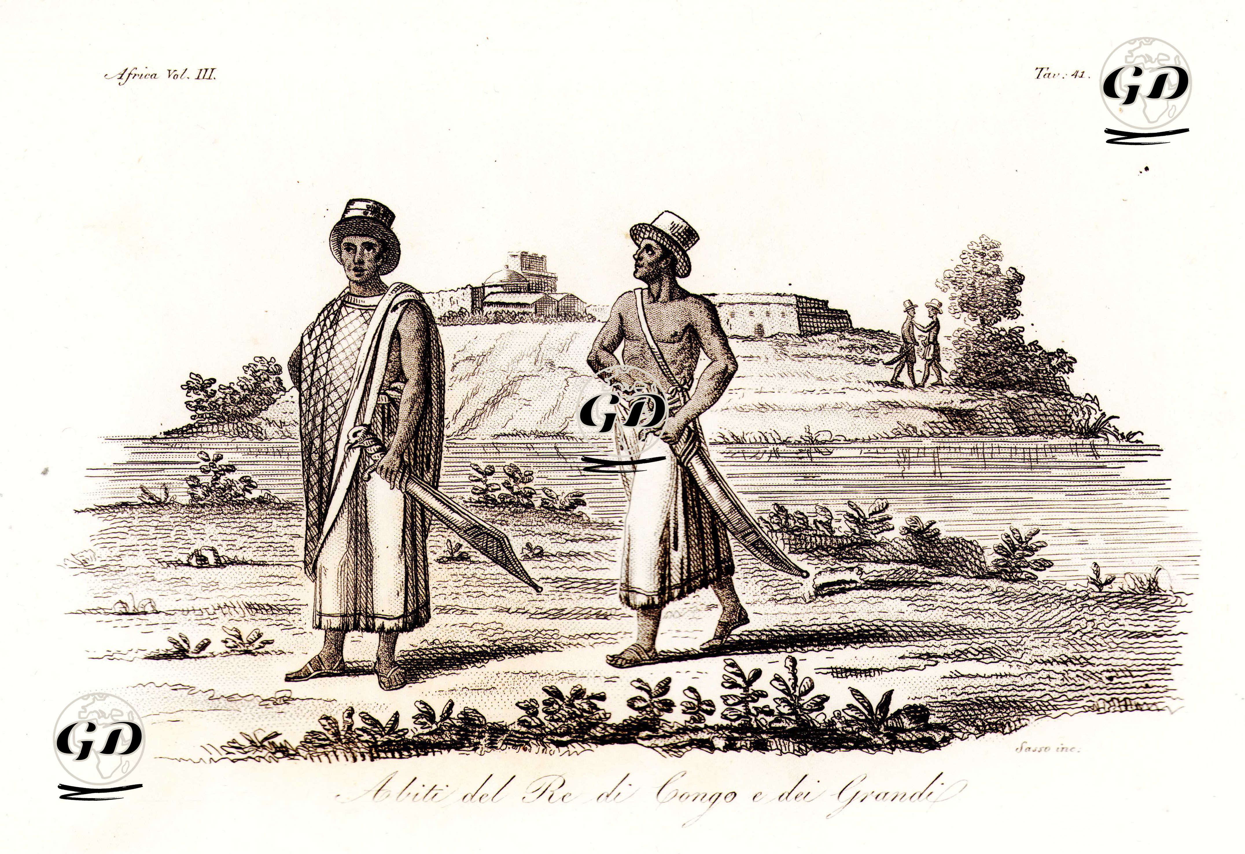 Kongo Kralı Ve Zenginlerinin Kıyafetleri, Afrika Cilt III. Resim 41. -  - 1820's-1840's