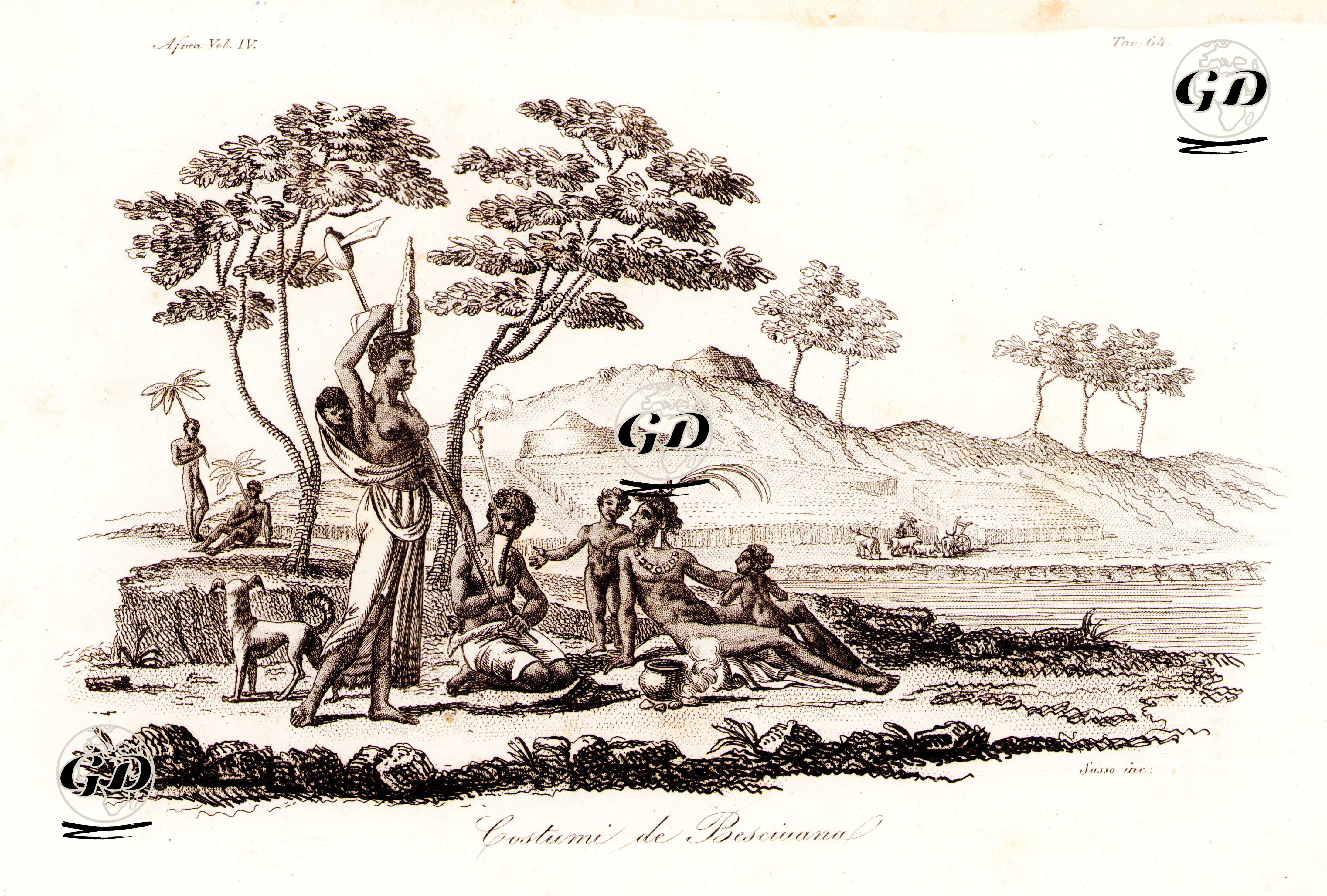 Costumi De Besciuana, Africa Vol.IV. Tav.64. (Costume Of Xhosa People (AmaXhosa)) -  - 1820's-1840's