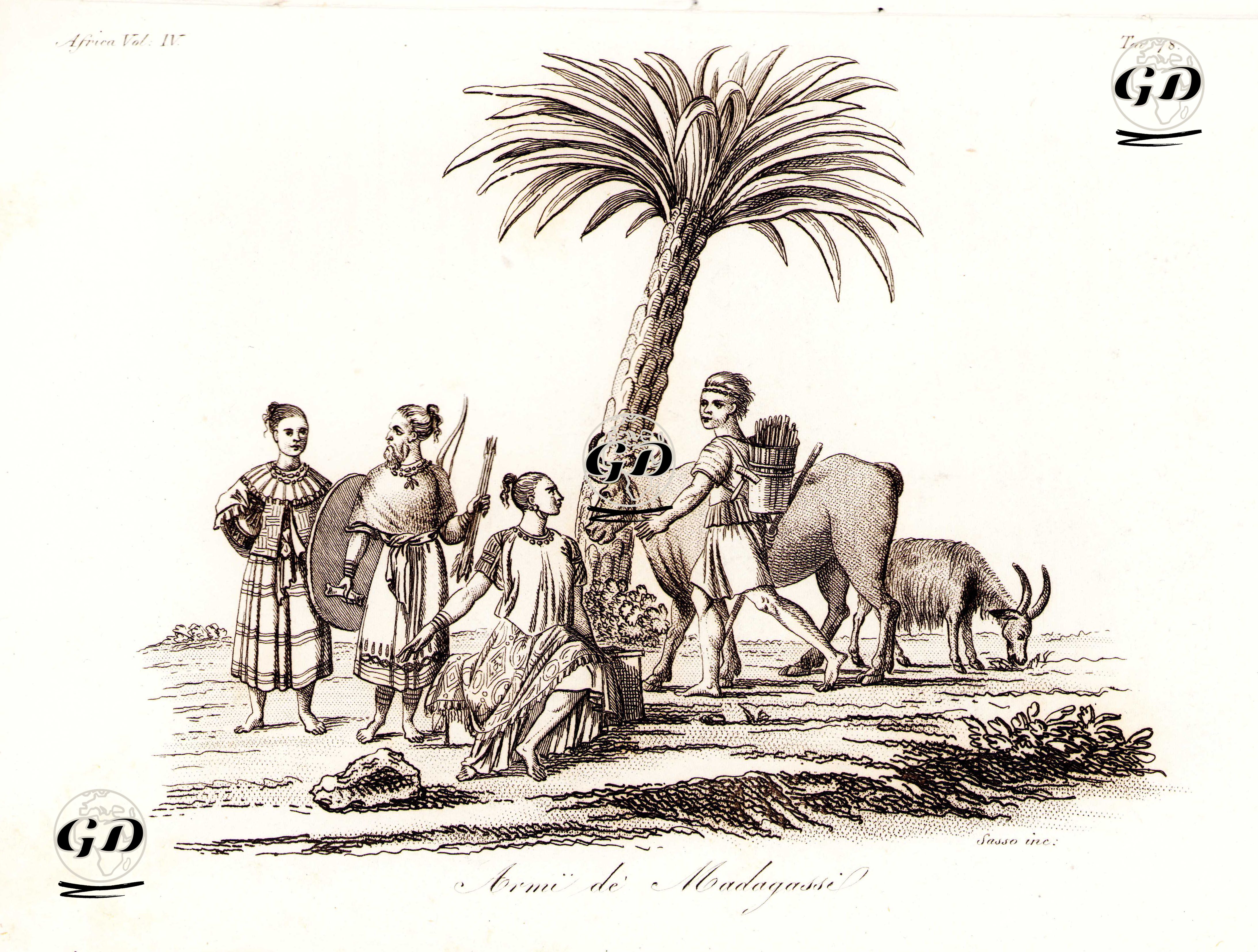Madagaskar Halkının Kostümleri Ve Kullandığı Silahlar, Afrika Cilt IV. Resim 78. -  - 1820's-1840's