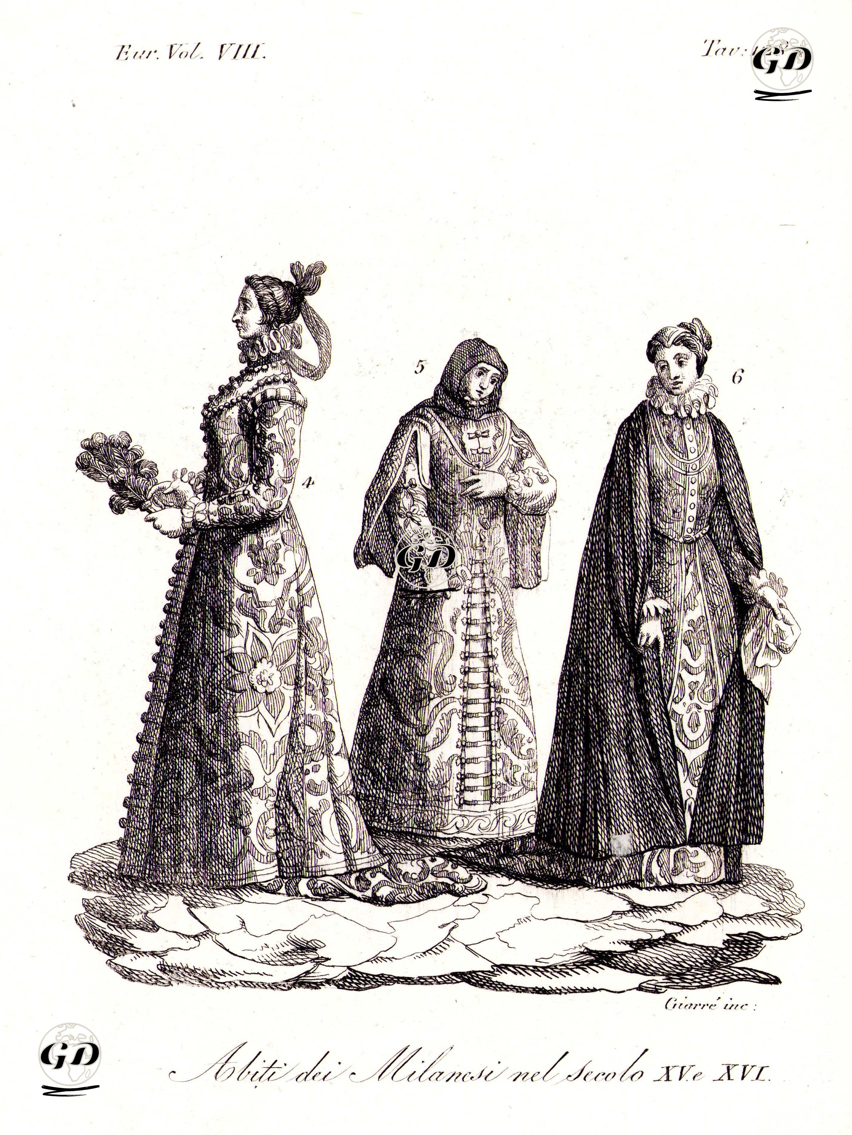 XV. Ve XVI. Yüzyılda Milano'lu Kadınların Kıyafetleri, Avrupa.Cilt VIII. Resim 128*. -  - 1820's-1840's