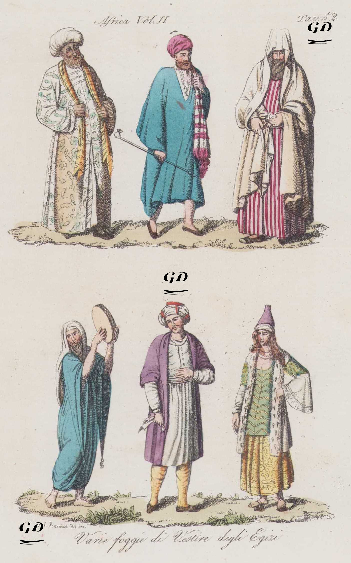 XVIII. Yüzyılın Başlarında Mısırlıların Çeşitli Giyim Tarzları, Afrika Cilt II. Resim 62. -  - 1820's-1840's
