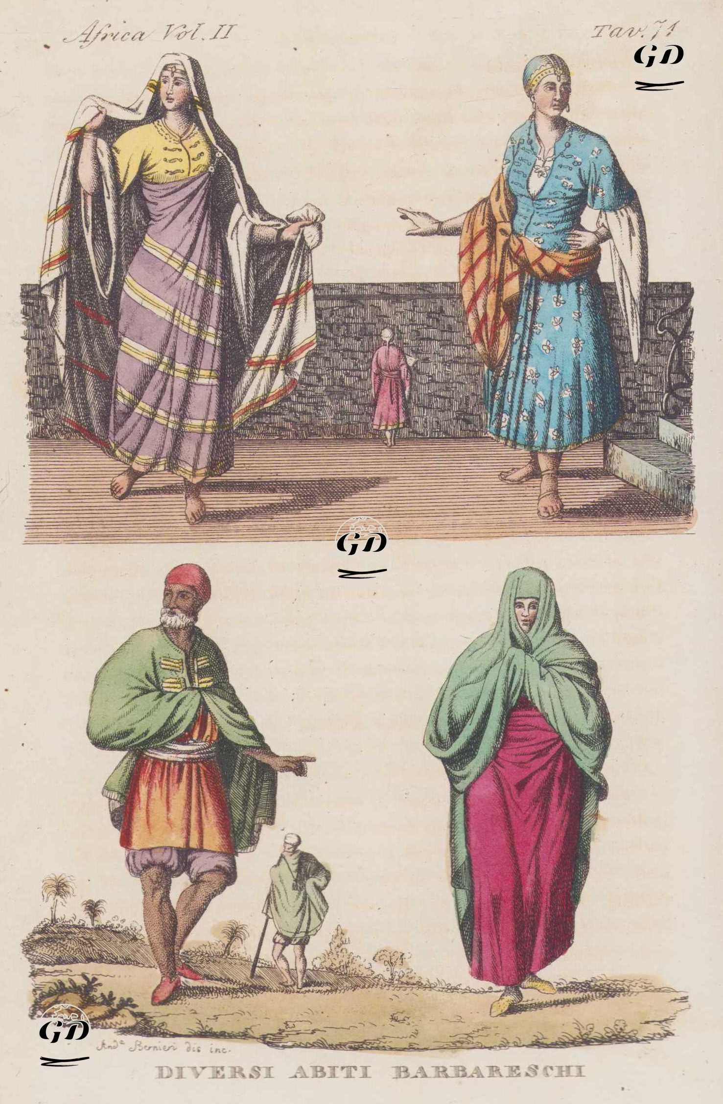 XVIII. Yüzyılın Başlarında Kuzey Afrikada Yaşayan Berberilerin Kıyafetleri, Afrika Cilt II. Resim 71. -  - 1820's-1840's