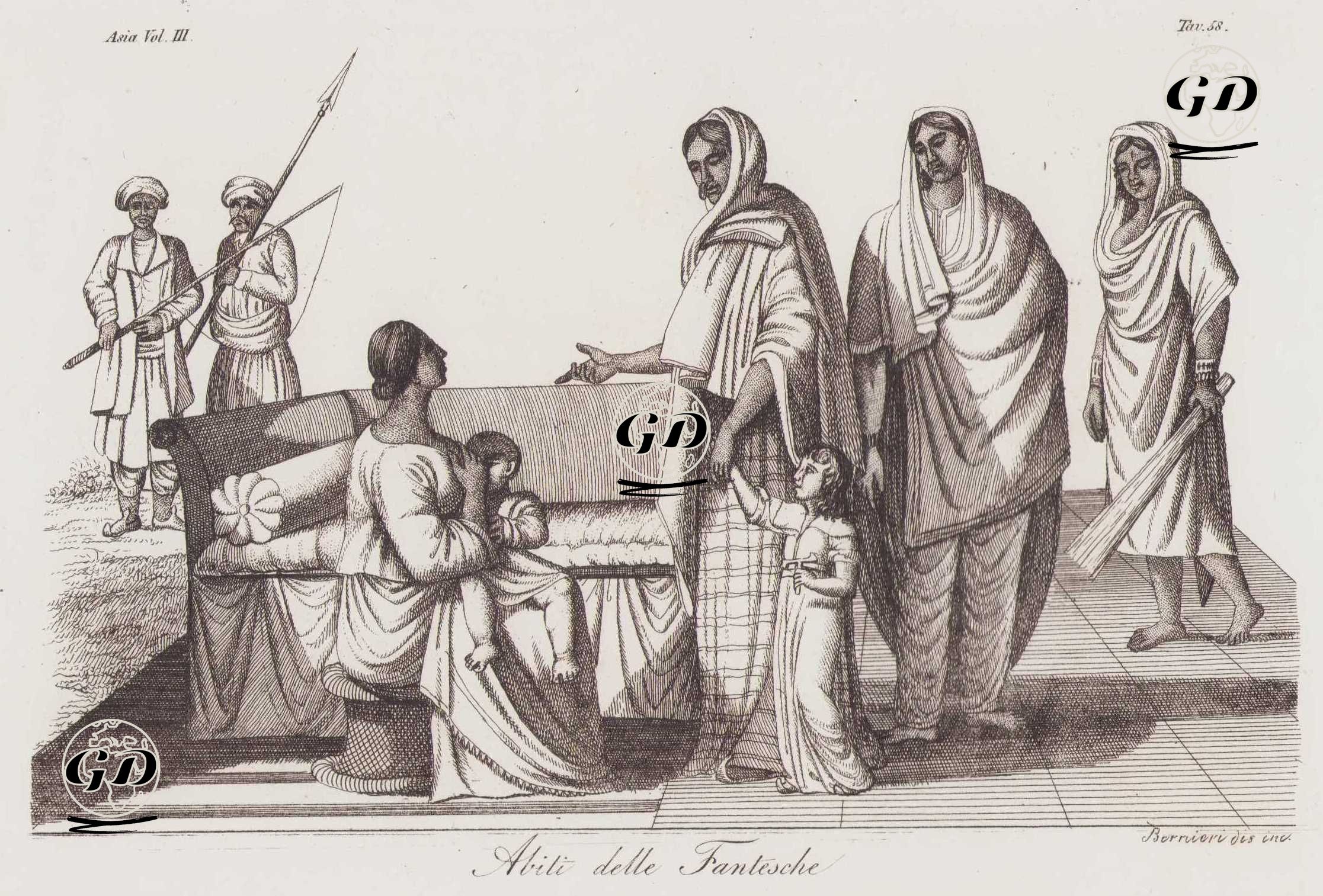 XVIII. Yüzyılın Başlarında Hintli Kadınların Ev Kıyafetleri, Asya Cilt III. Resim 58. -  - 1820's-1840's