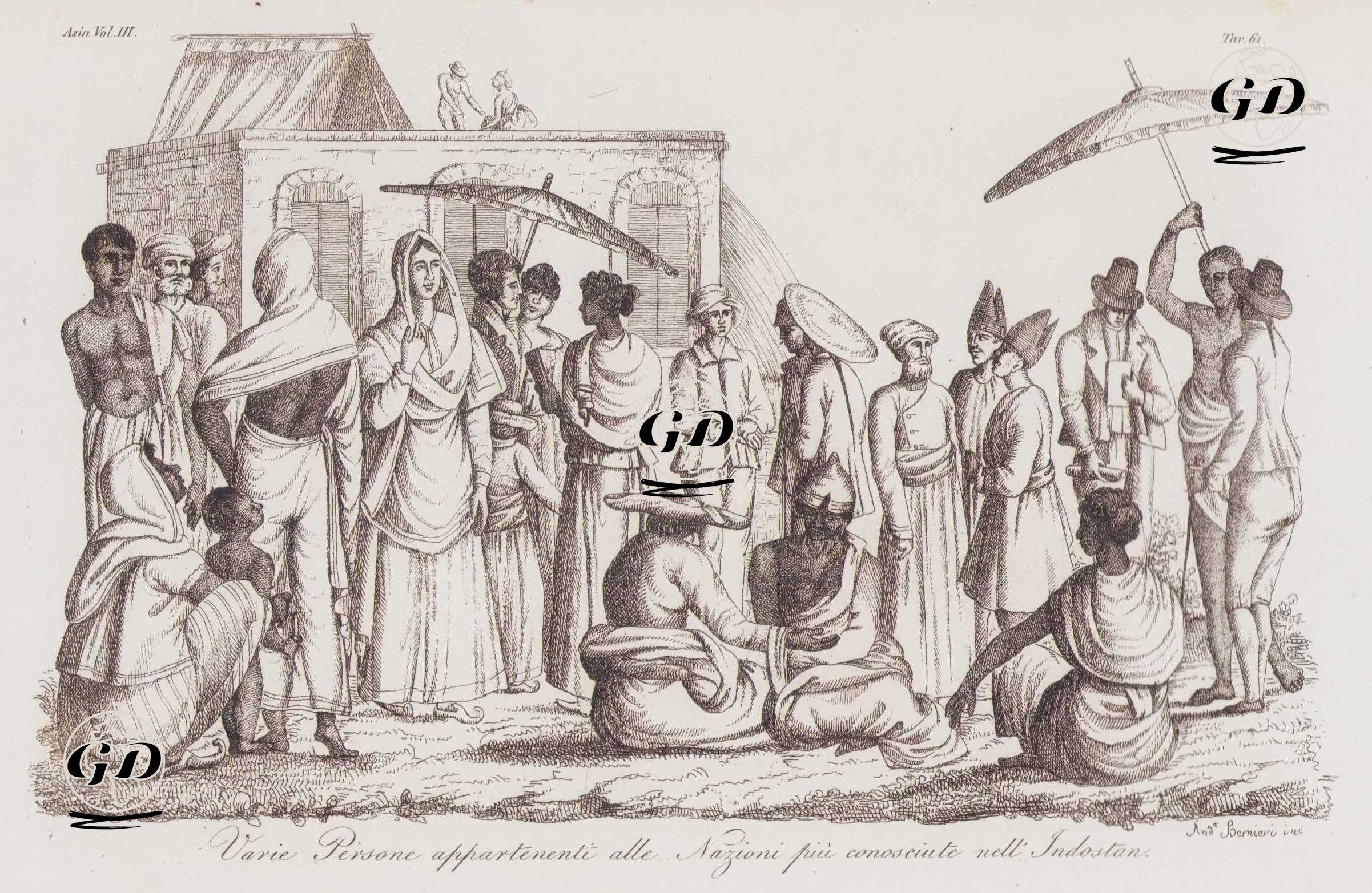 XVIII. Yüzyılın Başlarında Hindistan'da Yaşayan Çeşitli Milletlerden İnsanlar (Kuzey Hindistanlı, Moğol, Müslüman, İranlı, Malezyalı, Arap, Çinli, Ermeni,İngiliz, Hollandalı...)  Asya Cilt III. Resim 61. -  - 1820's-1840's