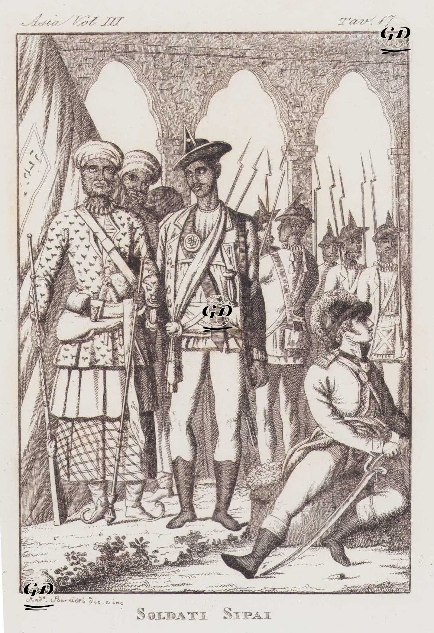 XVIII. Yüzyılda Sepoy Birliği Askerleri, Asya Cilt III. Resim 17. -  - 1820's-1840's