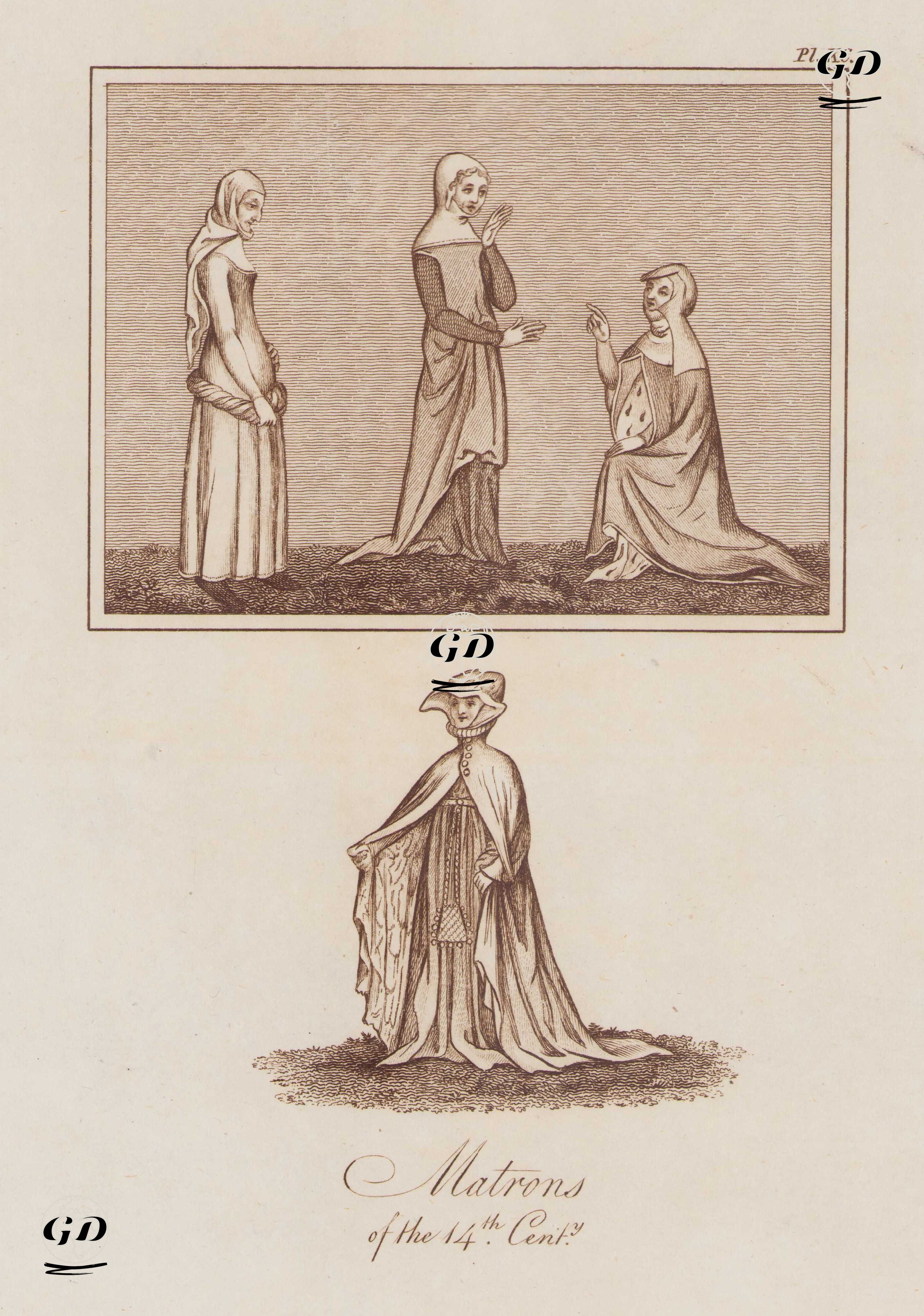 14.Yüzyılda Orta Yaşlı İngiliz Kadınların (ya da Başhemşire) Kıyafetleri, Resim 90. -  - 1842