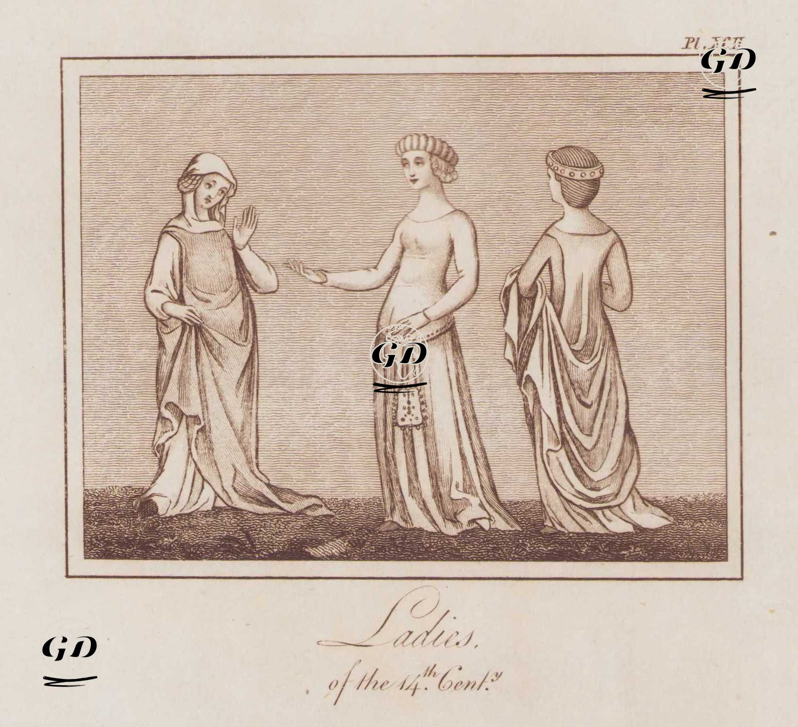 14.Yüzyılda İngiliz Kadınlarının Kıyafetleri, Resim 92. -  - 1842