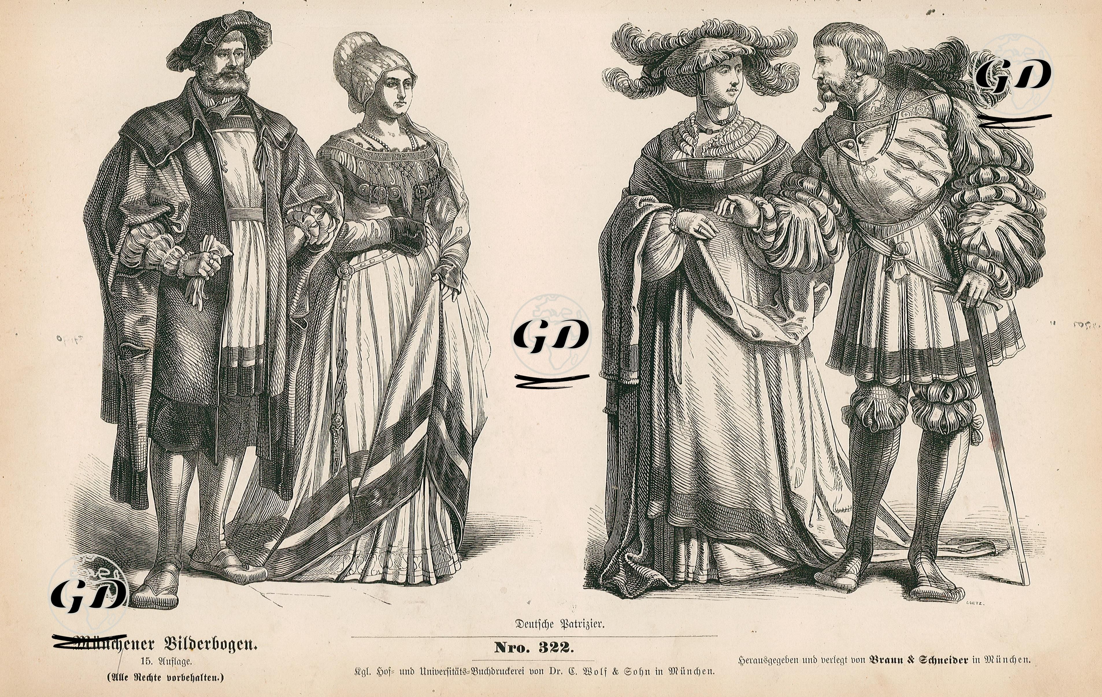 16.Yüzyılın İlk Döneminde (1500-1533)-Alman Soylularının Kıyafetleri -  - 1861-1890's