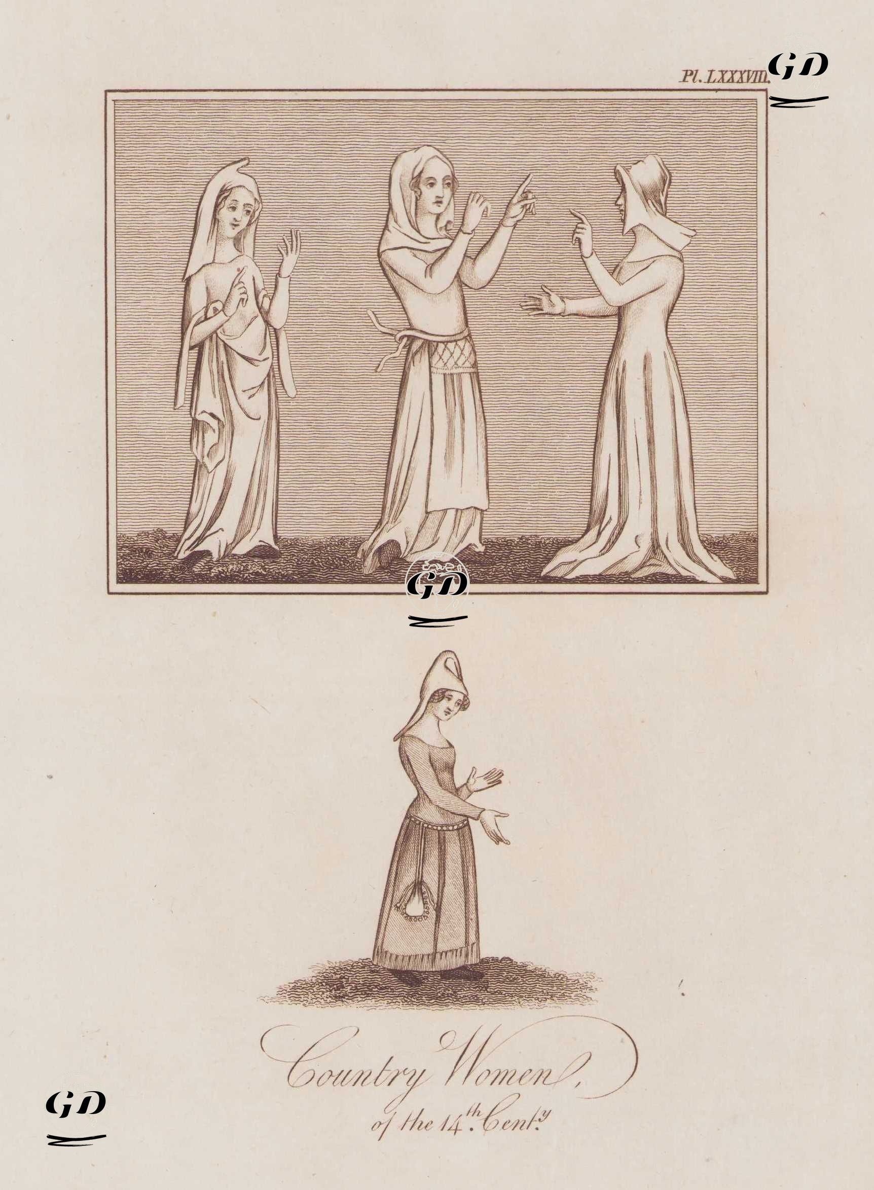 14.Yüzyılda İngiliz Taşra Kadınlarının Kıyafetleri, Resim 88. -  - 1842