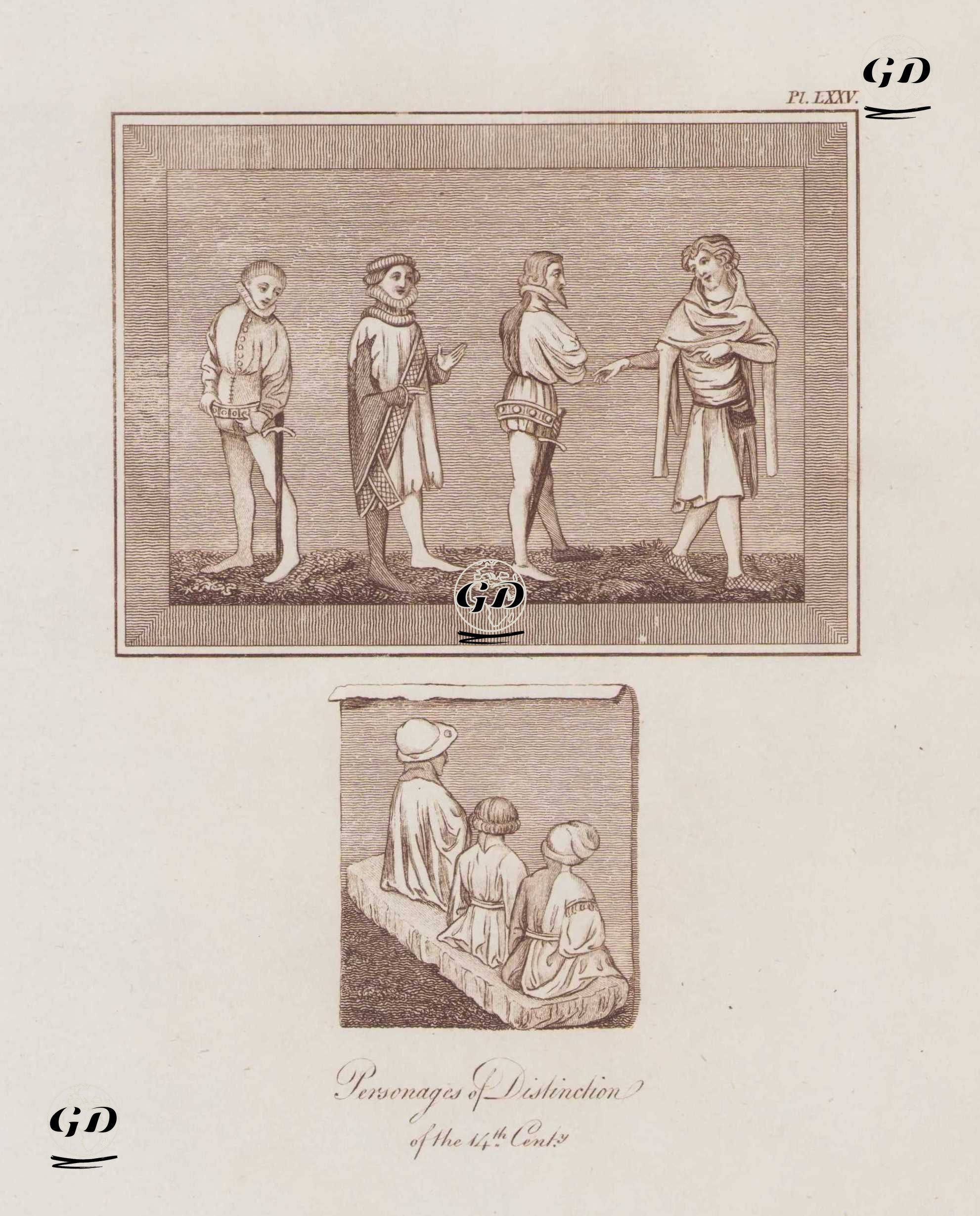 Personages of Distinction of The 14th Century, Pl. LXXV. -  - 1842