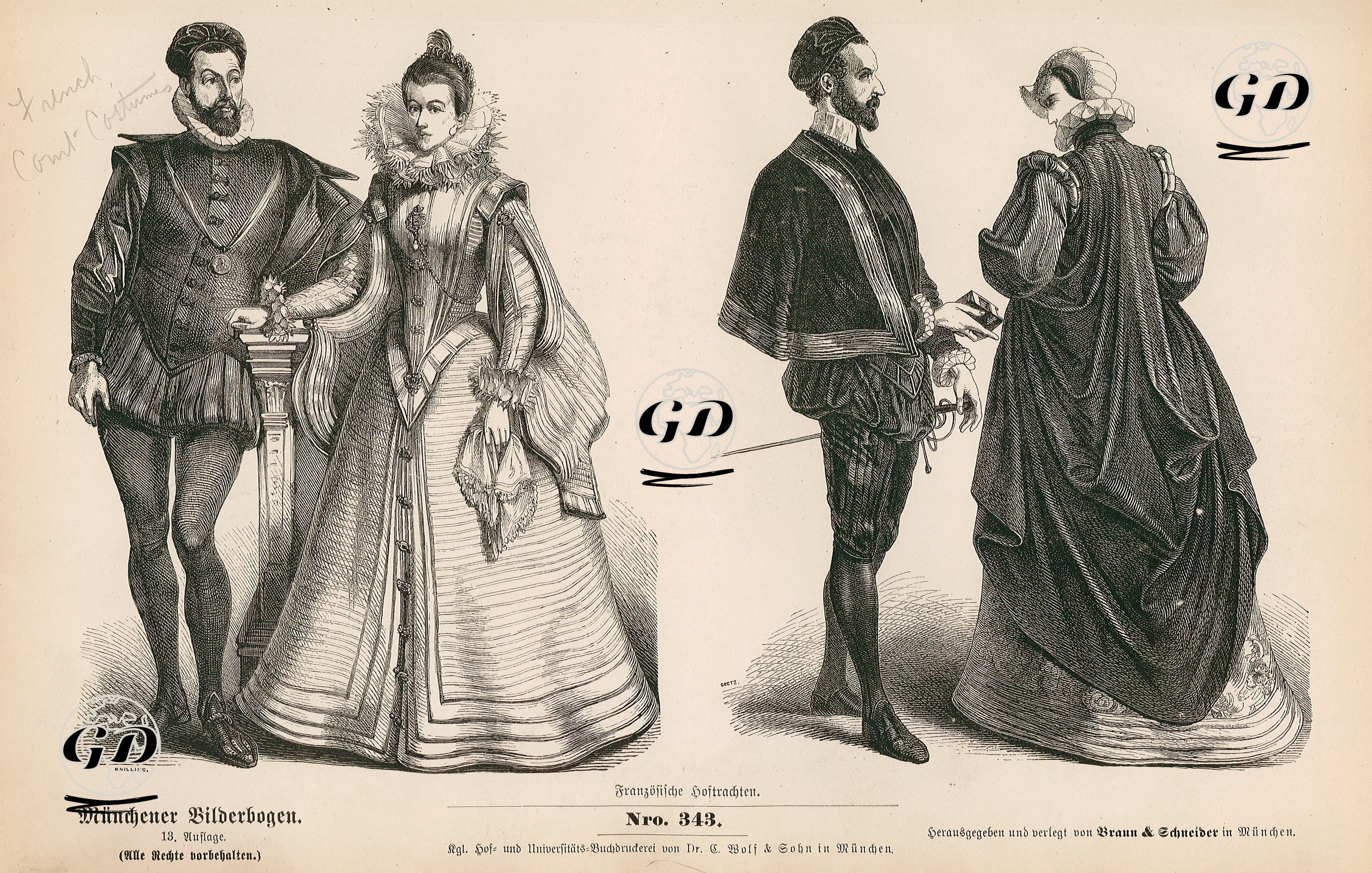 Second Third of the Sixteenth Century (1534-1566) (Zweites Drittel des XVI. Jahrhunderts)-French Court Dress (Franzosische Hoftrachten) -  - 1861-1890's