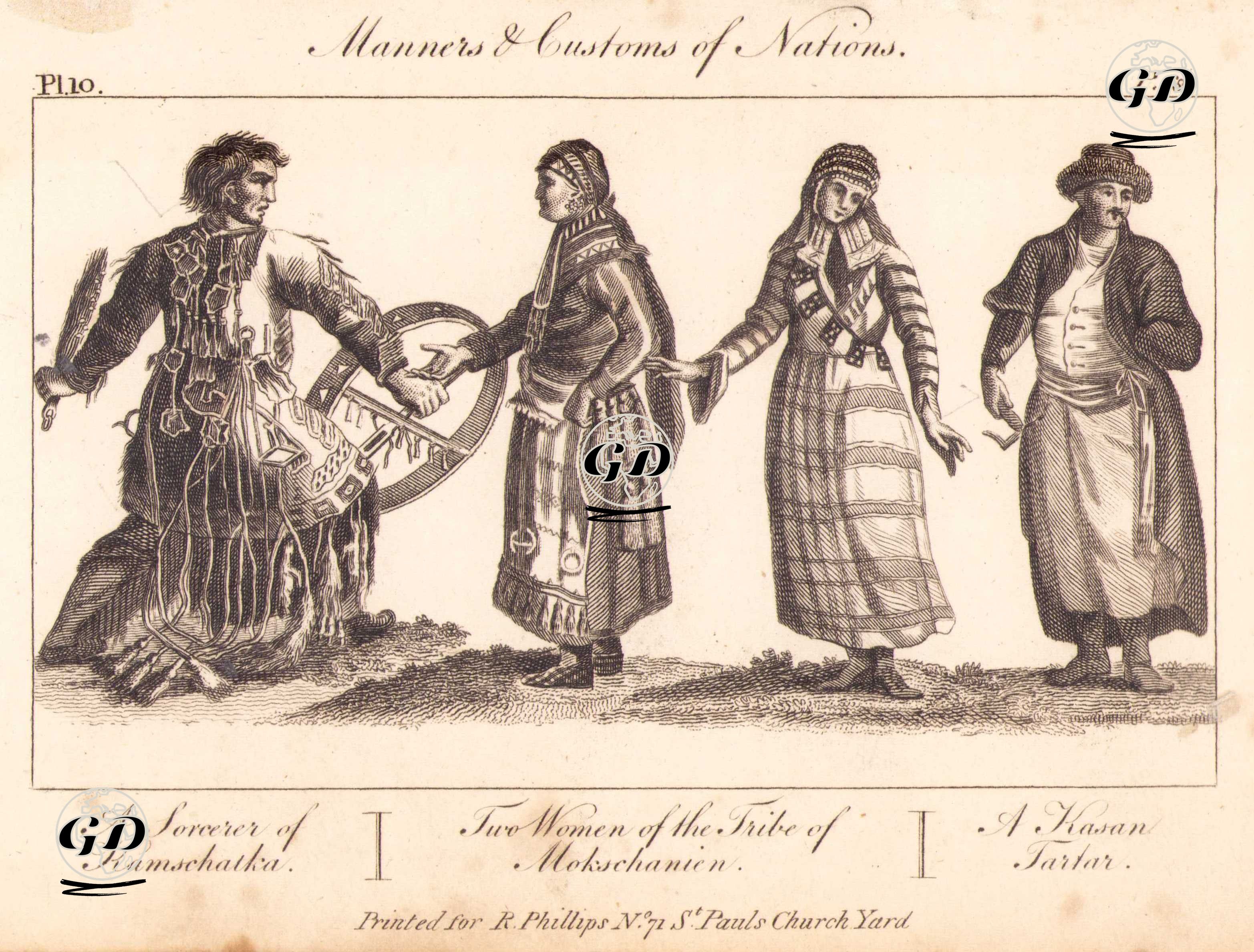 A Sorcerer of Kamschatka-Two Woman of The Tribe of Mokschanien-A Kasan Tartar, Manners & Customs of Nations  -  - 1813