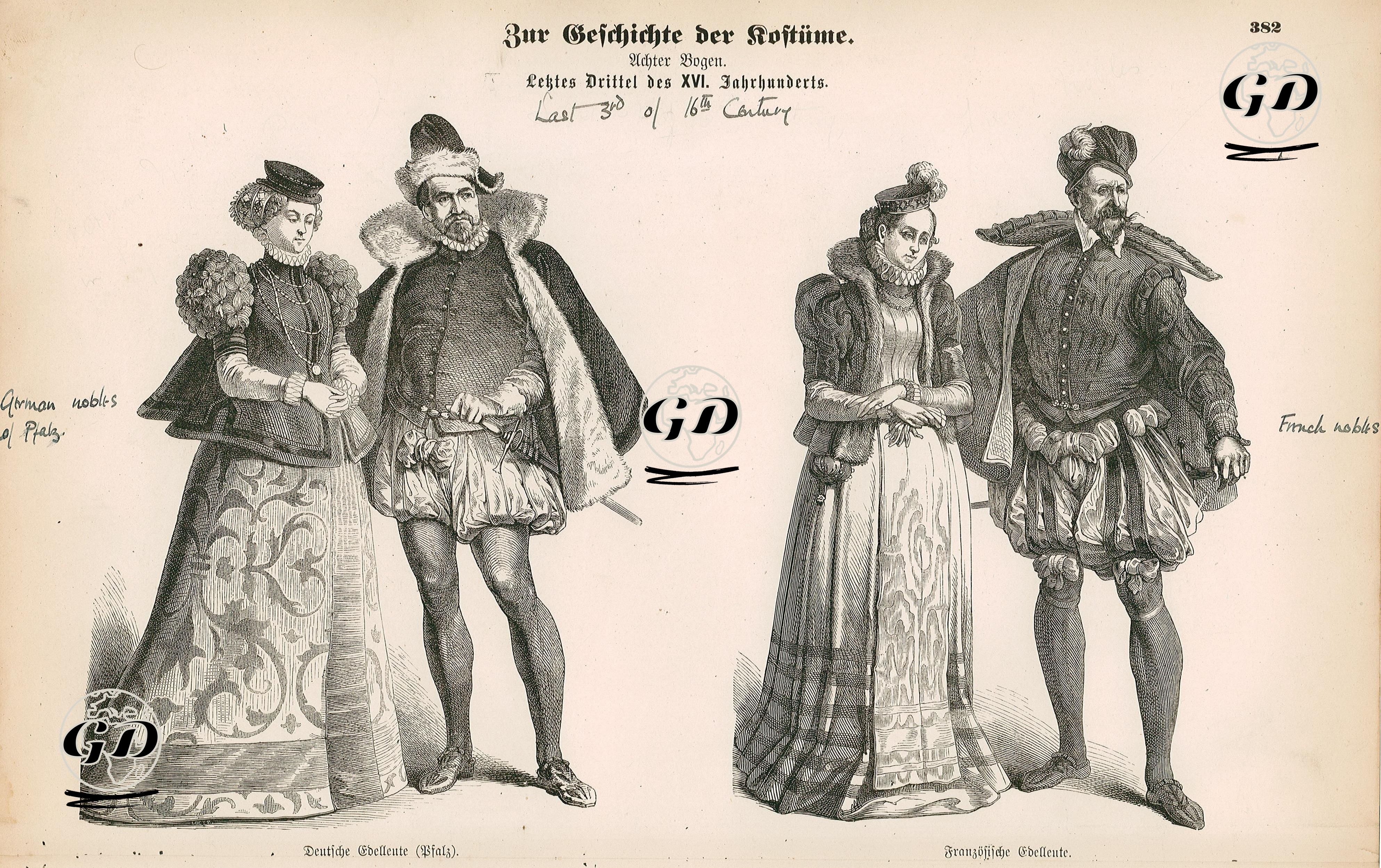 16.Yüzyılın Üçüncü Döneminde (1567-1599)-Alman Soylularının Kıyafetleri-Fransız Soylularının Kıyafetleri -  - 1861-1890's