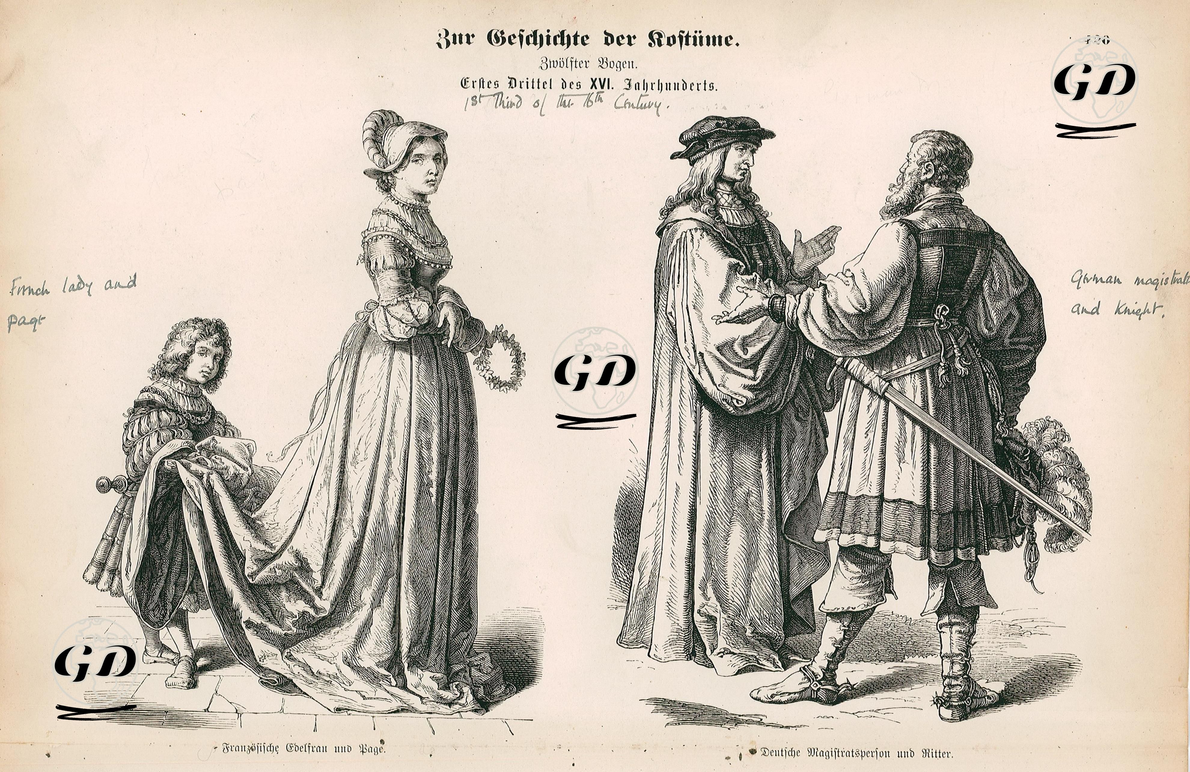 16.Yüzyılın İlk Döneminde (1500-1533)-Fransız Soylu Kadın Ve Uşağı-Alman Yargıçı Ve Şövalye -  - 1861-1890's