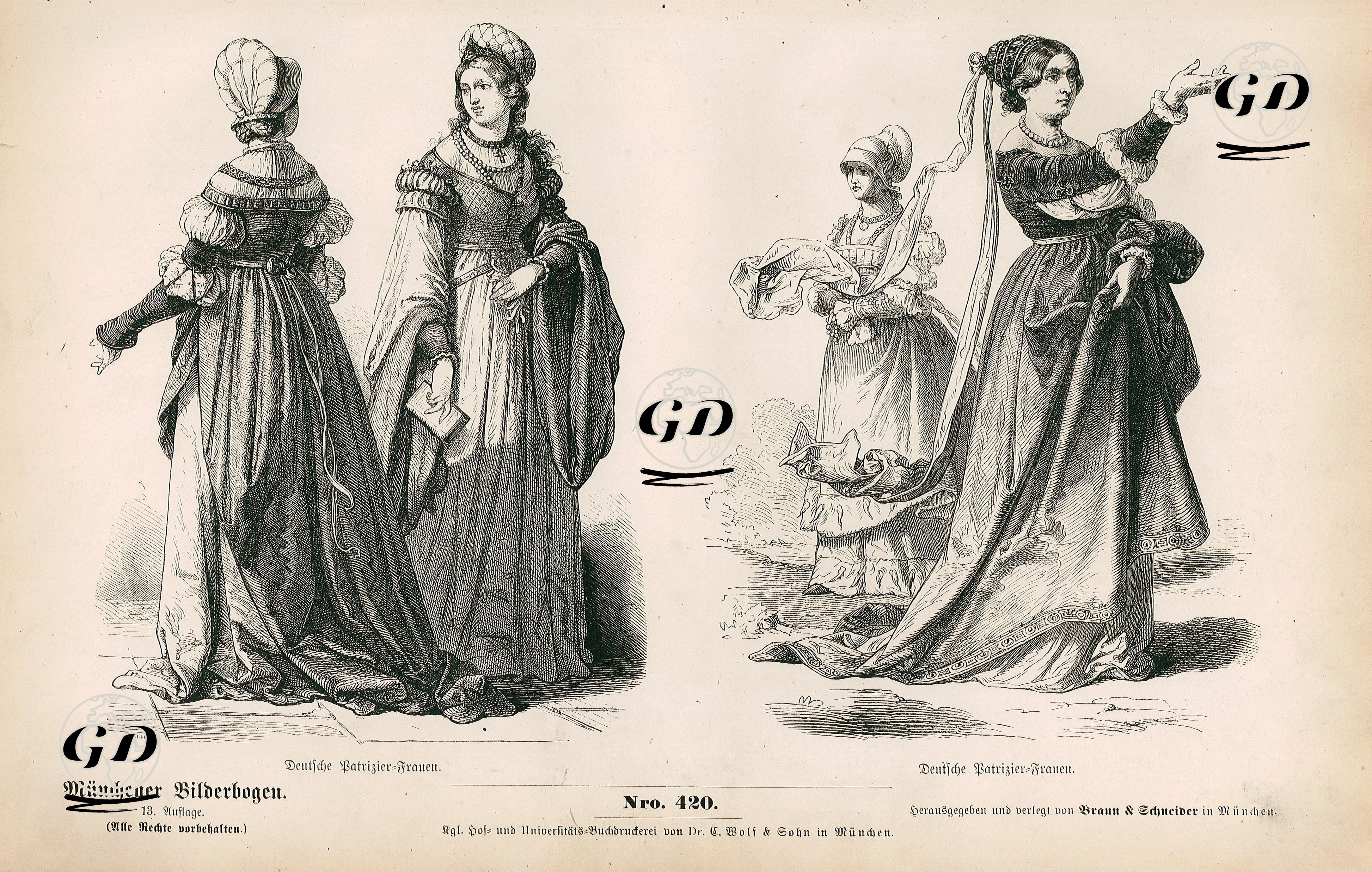 16.Yüzyılın İlk Döneminde(1500-1533)- Alman Kadınlarının Kıyafetleri -  - 1861-1890's