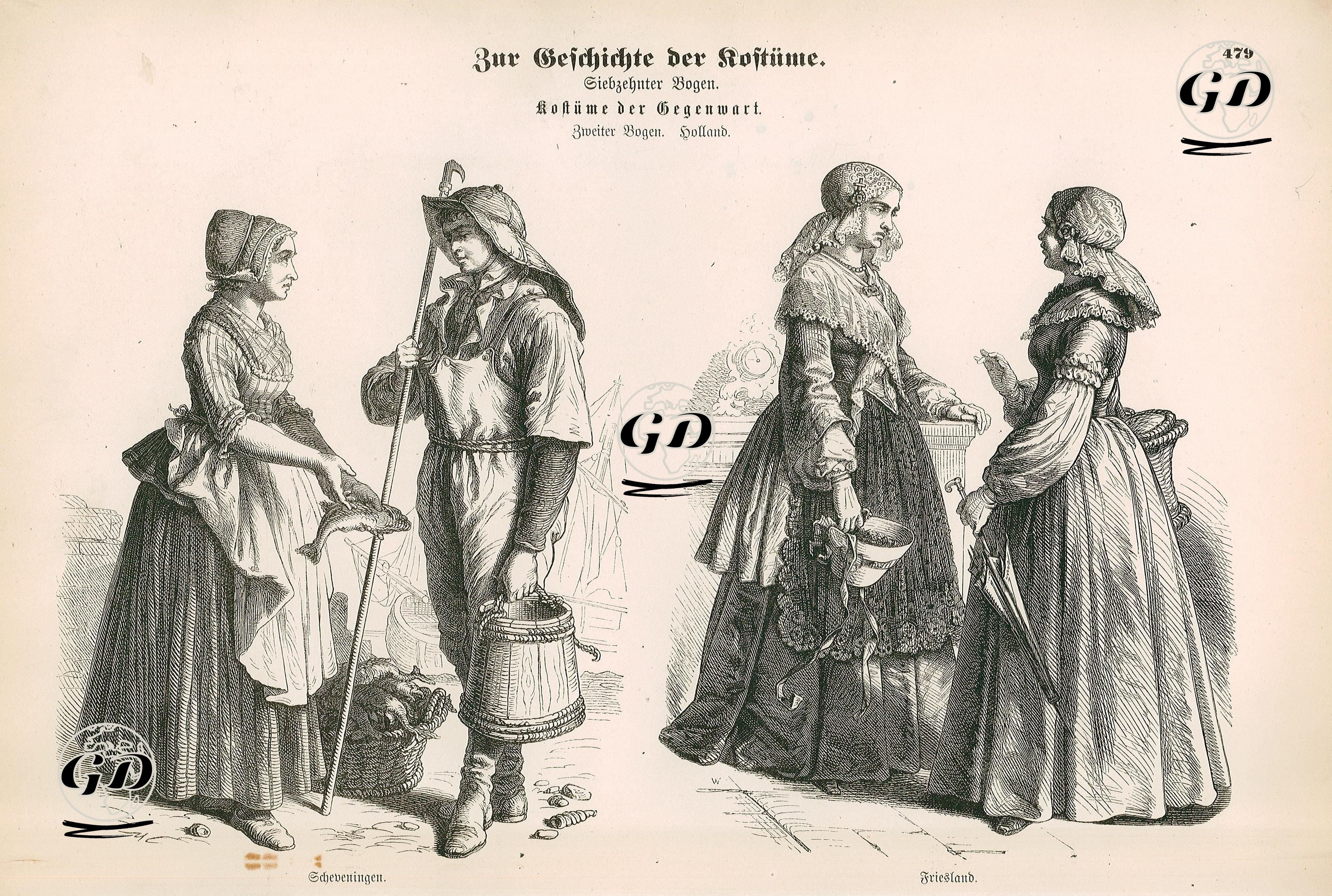 Dutch Folk Dress(19.Century)- District Of Scheveningen and Friesland -  - 1861-1890's