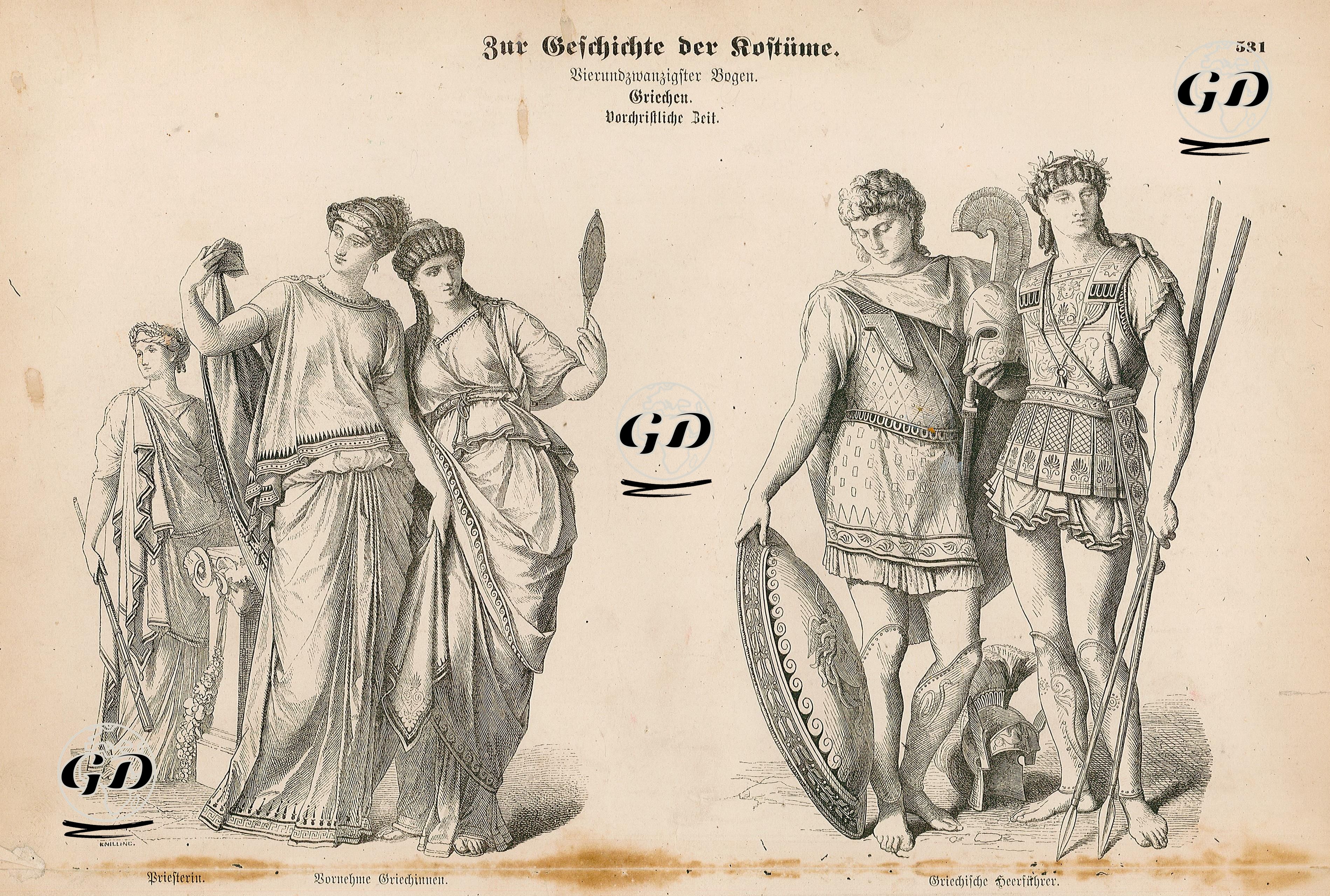 Ancient Greece- Priestess(Priesterin), Noblewoman (Vornehme Griechinnen)- Greek Soldiers And Generals (Griechische Heerfuhrer) -  - 1861-1890's