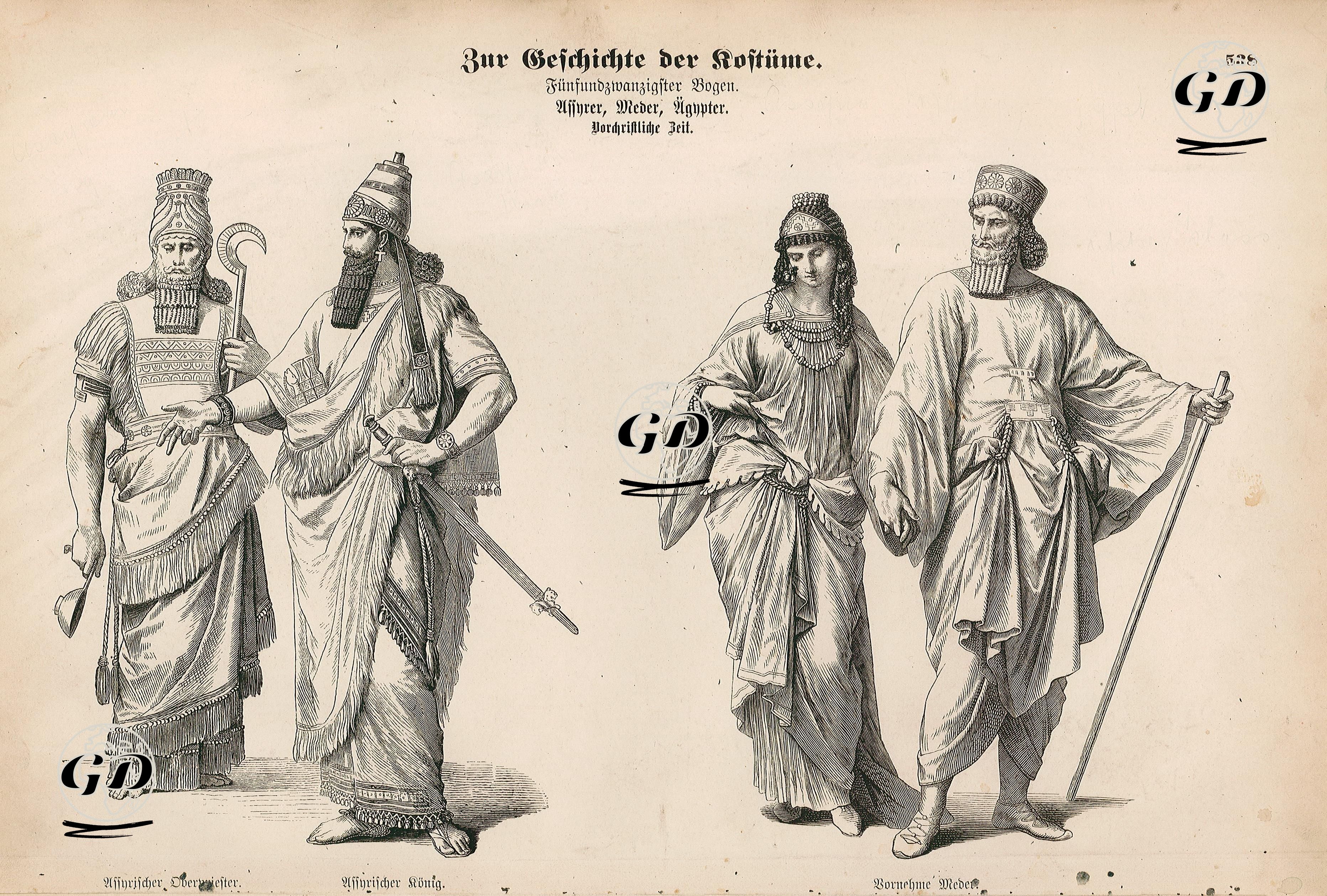 Ancient Near East (Assyrian, Medes)- Assyrian High Priest (Assyrischer Oberpriester) and Assyrian King (Assyrischer Konig)- Medes Nobility (Vornehme Meder) -  - 1861-1890's