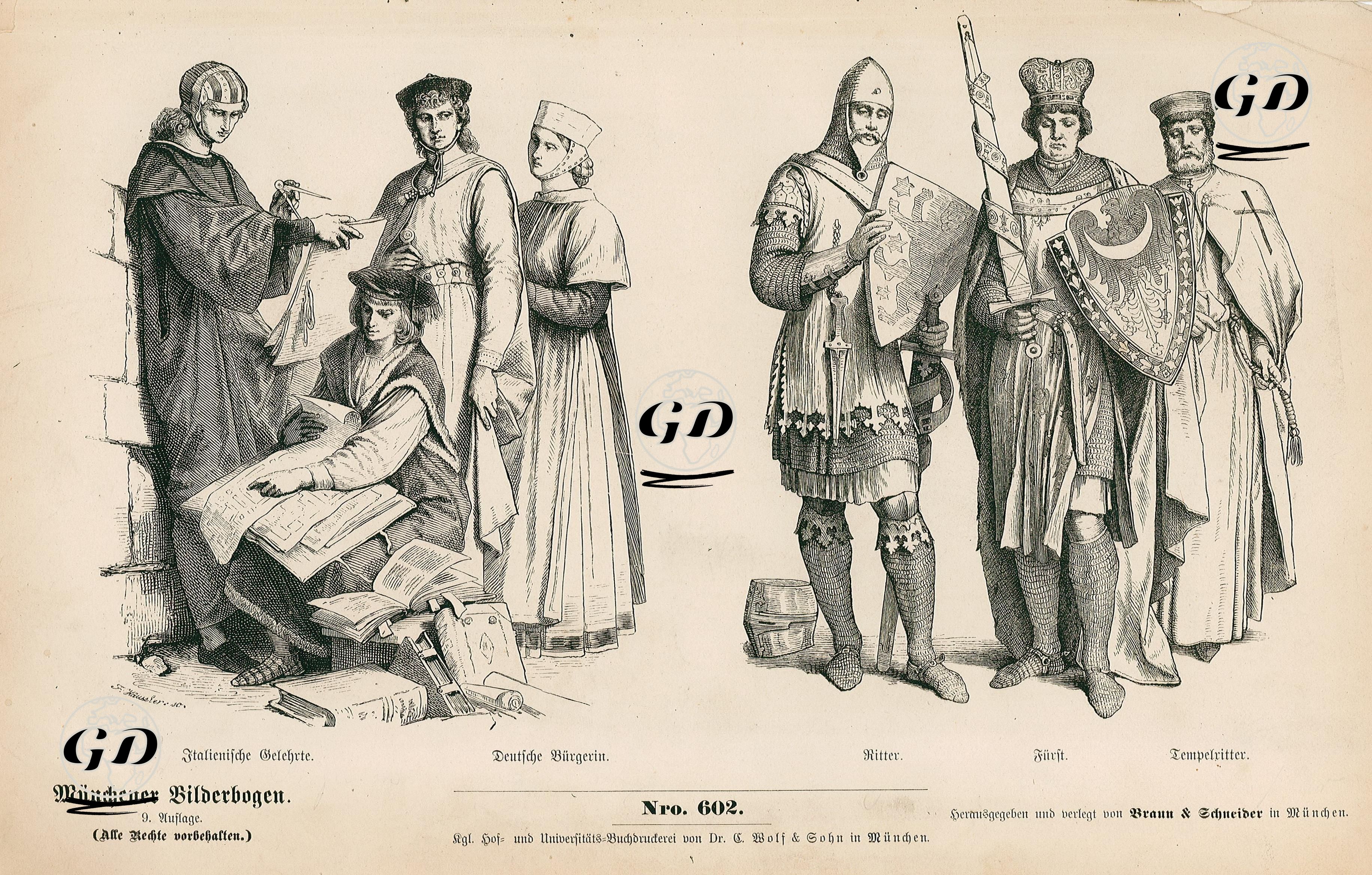 11.Yüzyılda- Normandiyalı Leydilerin ve Soylu Kadınların Kıyafetleri- Şövalye ve Askerler  -  - 1861-1890's