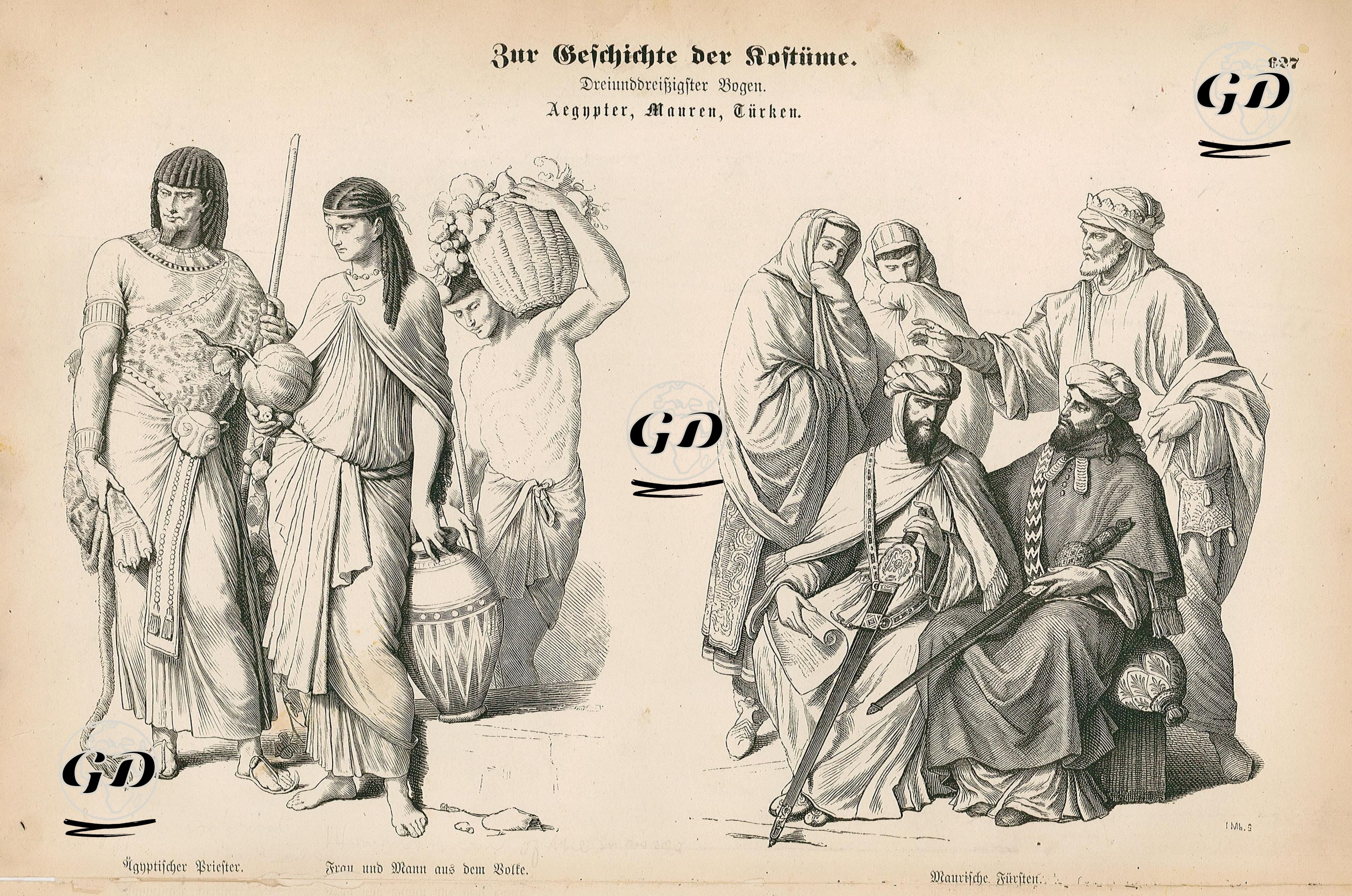 Mısırlılar ve Faslılar- Mısırlı Din Adamı, Mısır Halkından Kişiler- Faslı Prens -  - 1861-1890's