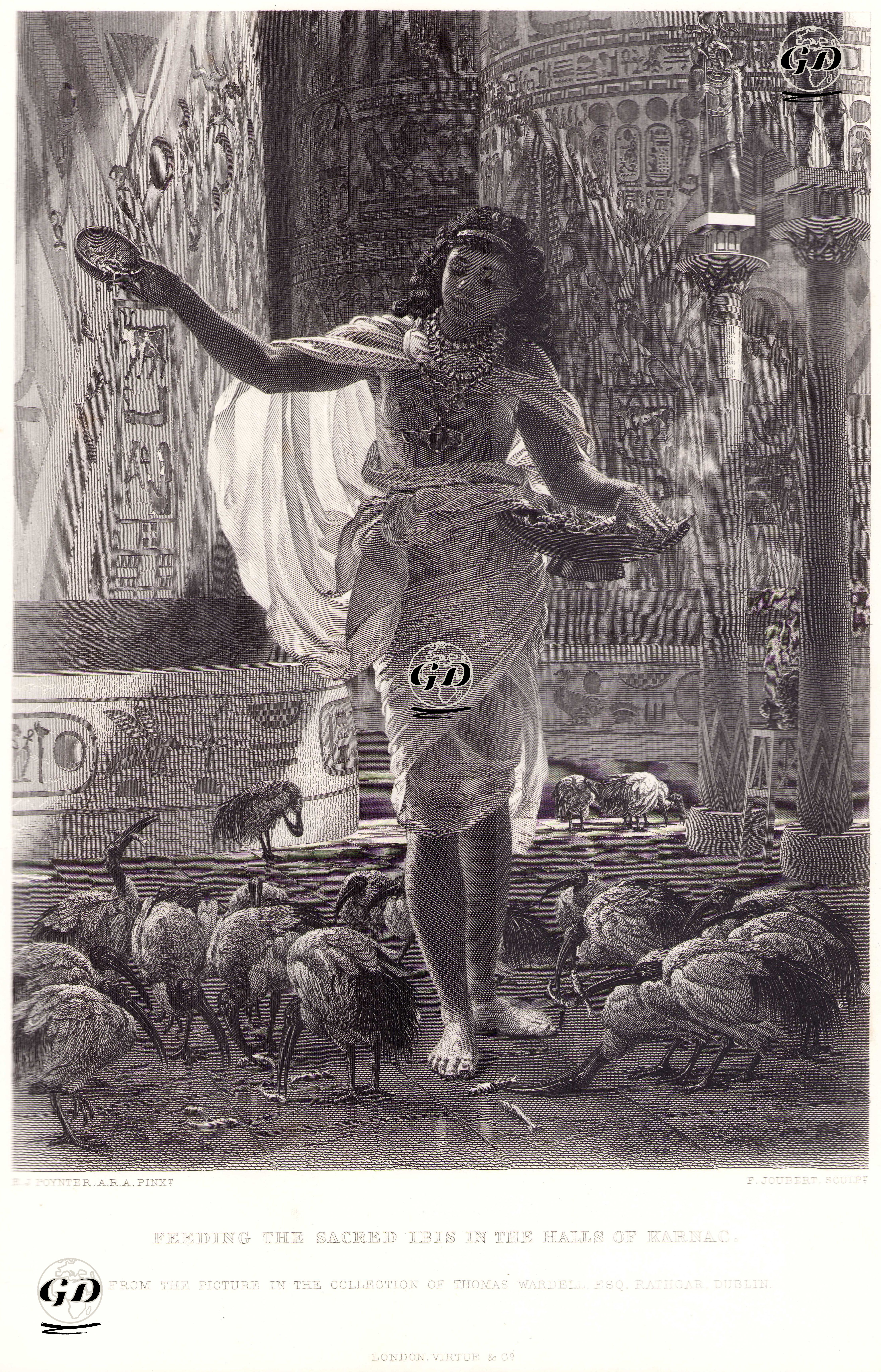 Karnak Tapınağının Salonunda Bir Rahibenin Kutsal İbis Kuşlarına Yem Vermesi - Edward John Poynter (1836-1919) - 1874