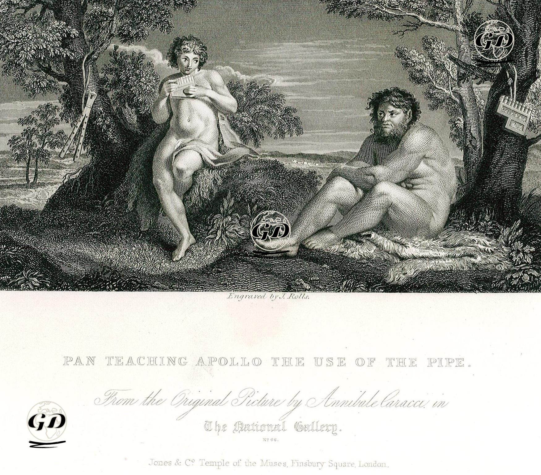 Pan'ın Apollo'ya Kaval Çalmasını Öğretmesi - Annibale Carracci (1560-1609) - 1835
