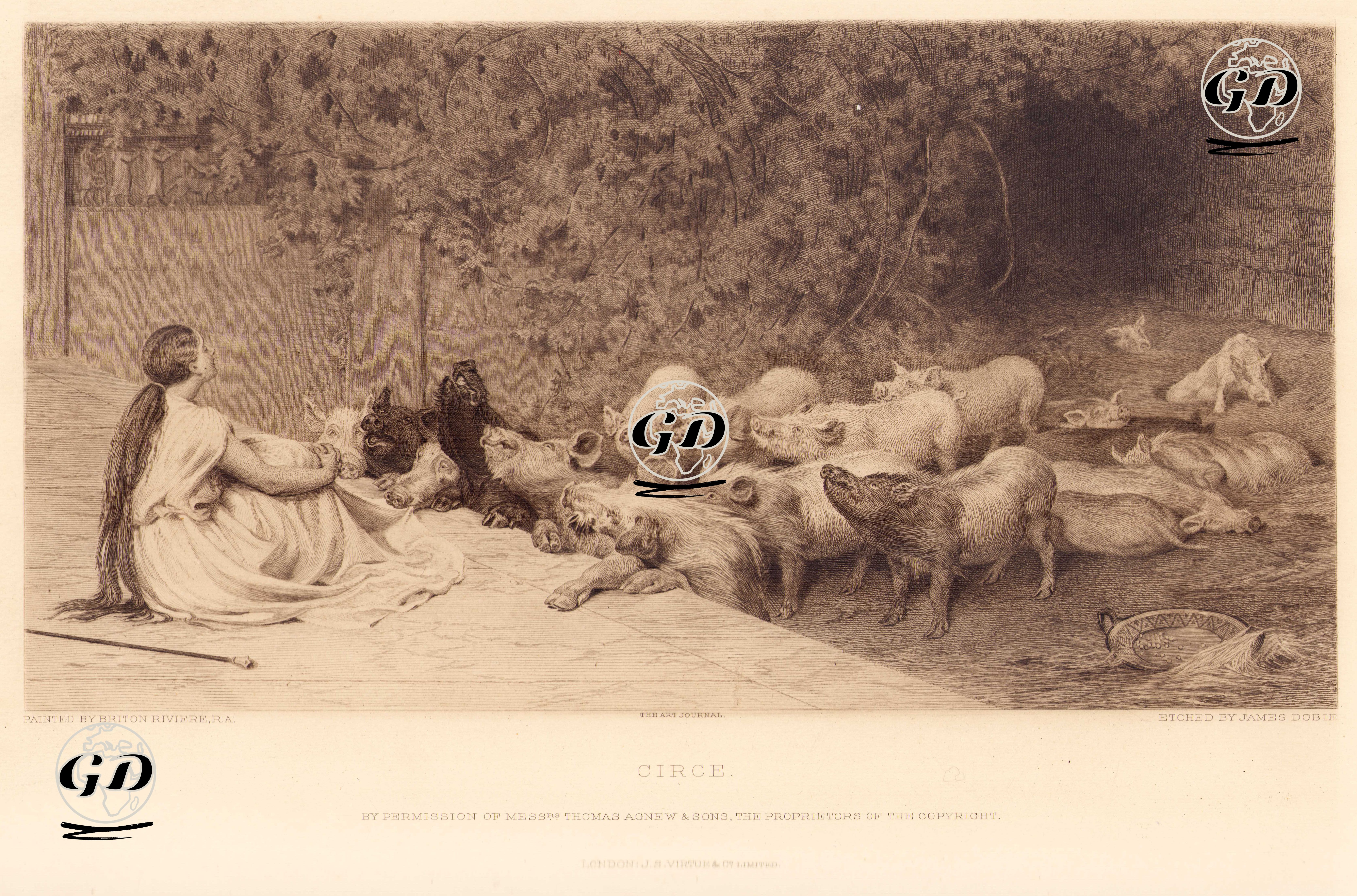 Erkekleri Domuz Yapan Büyücü Kadın - Briton Riviere (1840-1920) - 1891