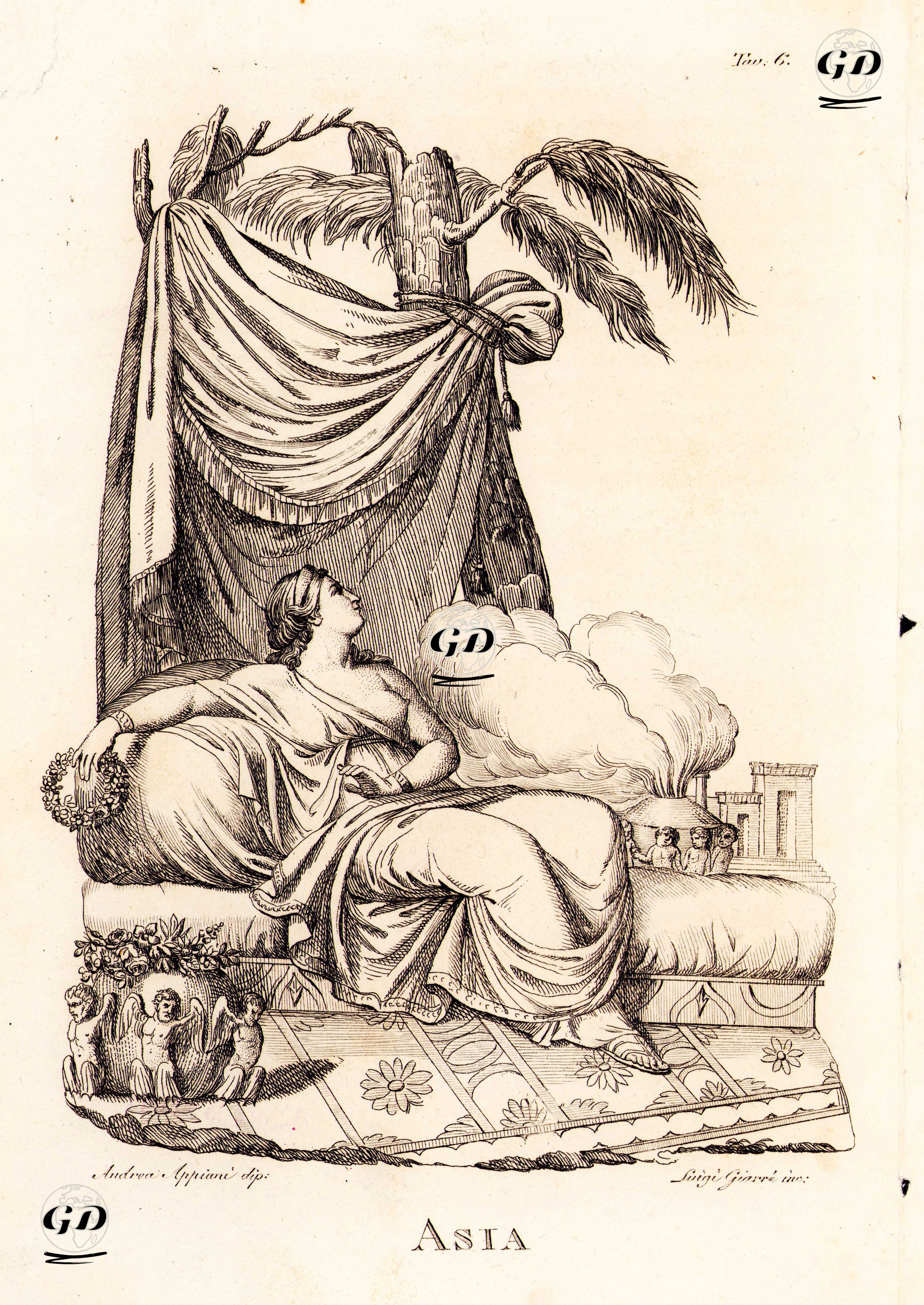 Asia, Asia Tav.6 (Daughter Of Oceanus And Tethys) - Andrea Appiani (1754-1817) - 1820's-1840's