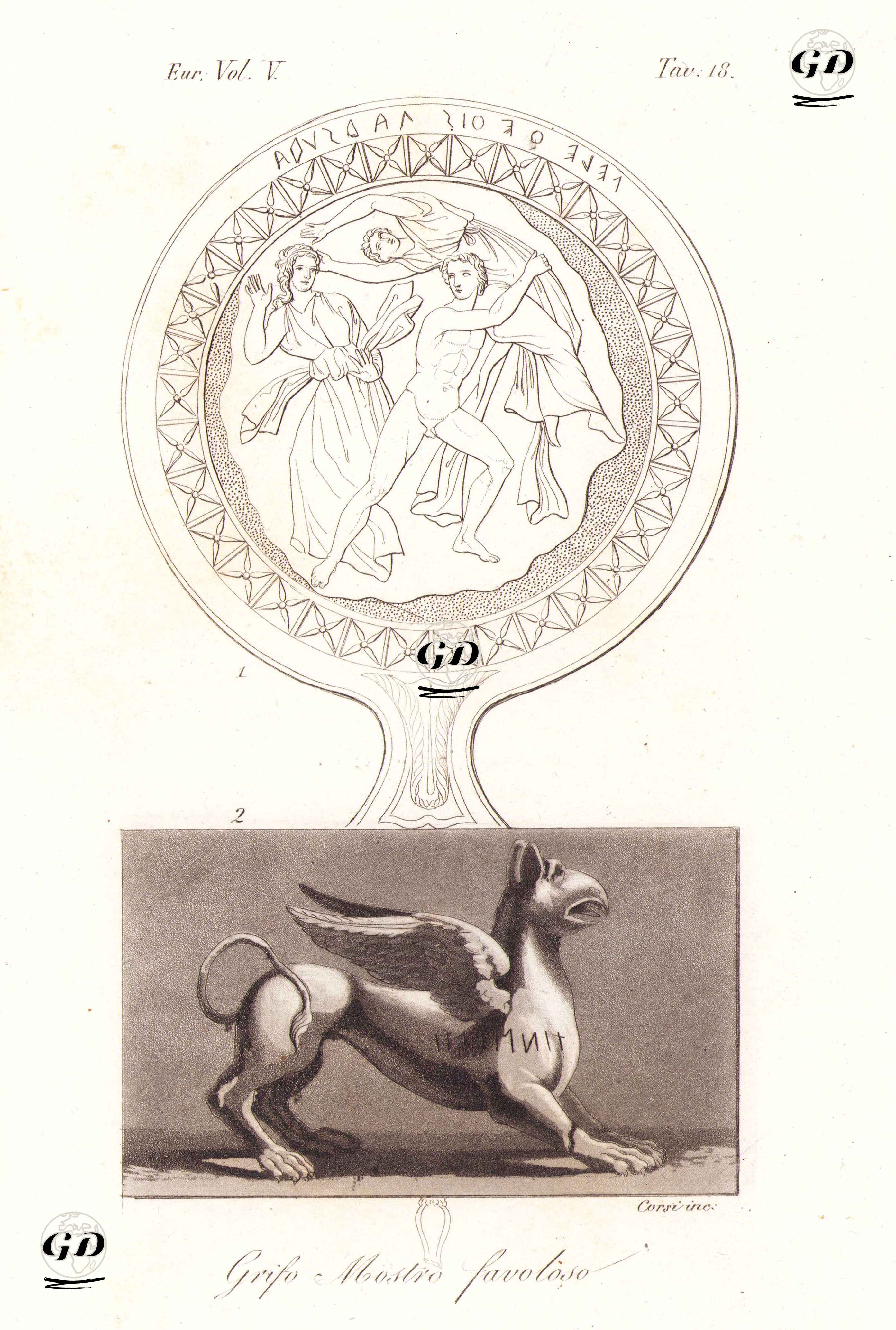 Aslan Vücutlu, Kartal Kafalı Ve Kanatlı Efsanevi Yaratık Griffon, Avrupa. Cilt V. Resim 18. -  - 1820's-1840's