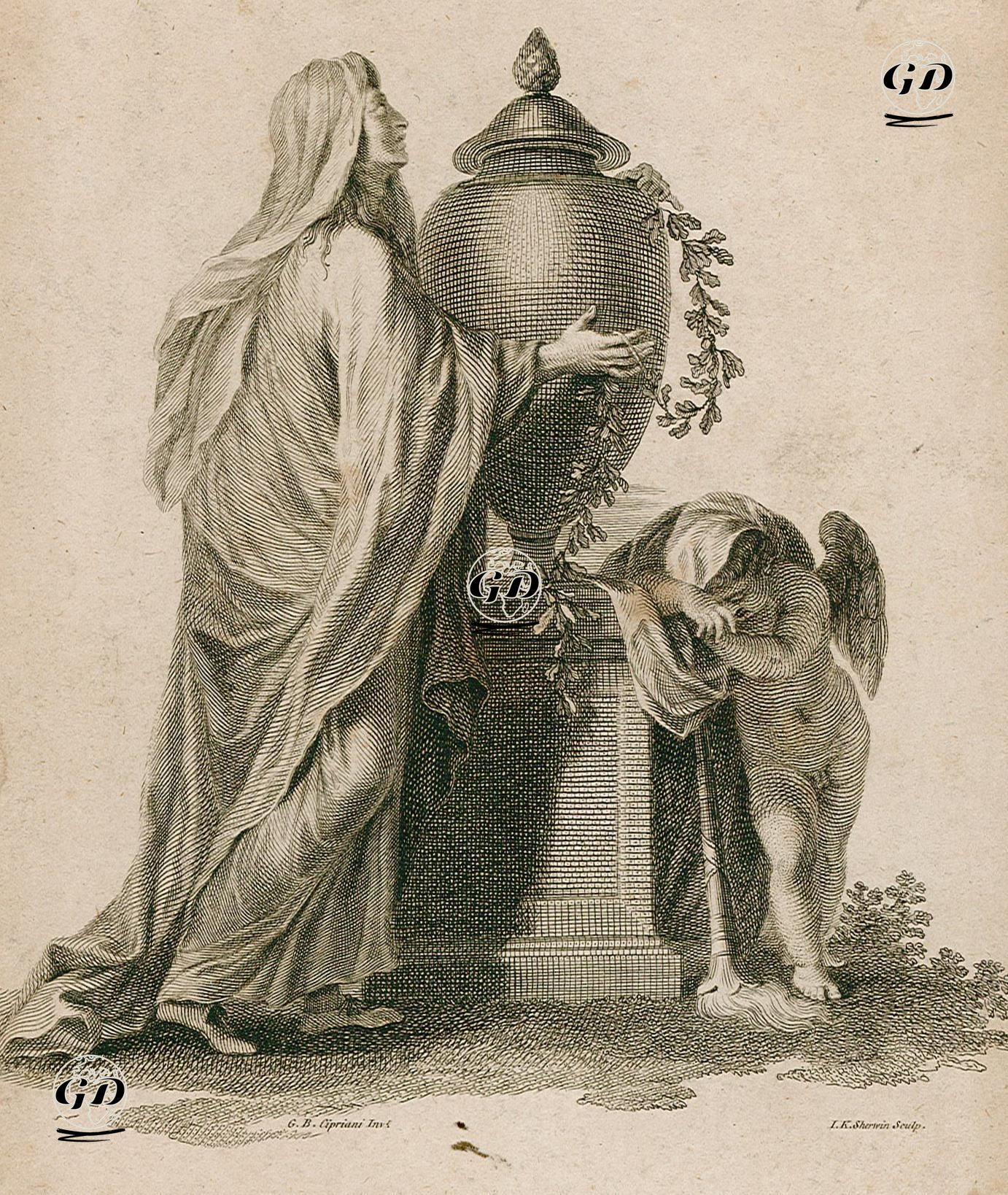 Bir Kadın ve Aşk Meleği - Giovanni Battista Cipriani (1727-1785) - 1777