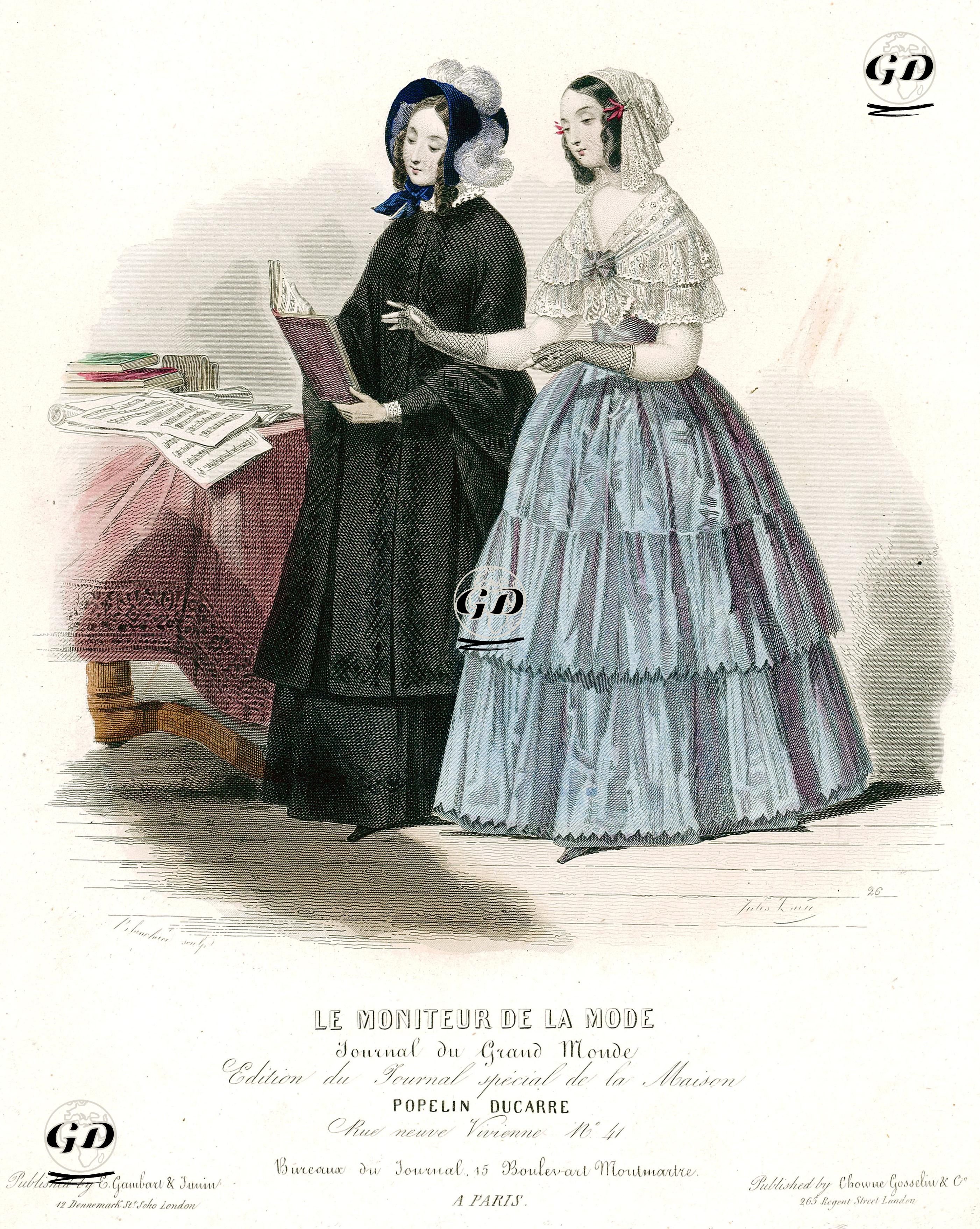 Popelin-Ducarre Tarafından Tasarlanan Elbiseler, Le Moniteur de la Mode, Journal Du Grand Monde No.26 - Blanchard Auguste Jean Baptiste Marie (1792-1849) - 1844