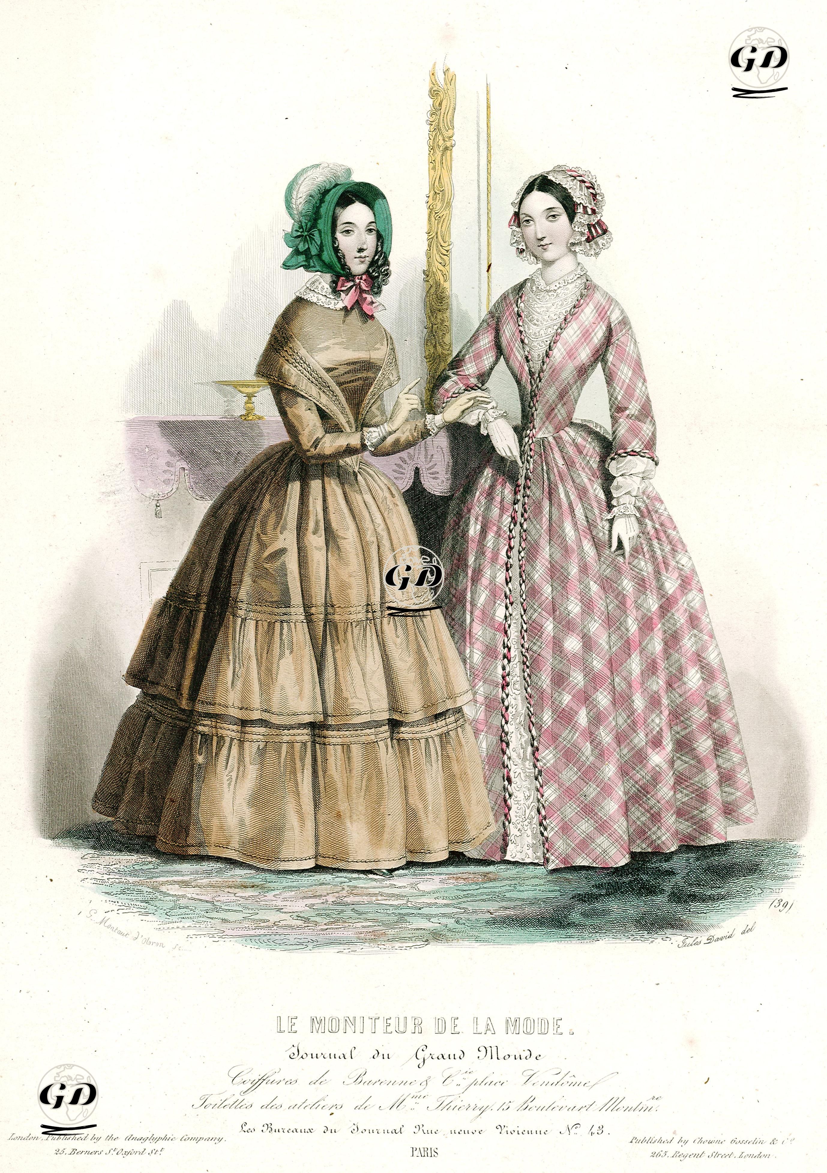 Saç Modelleri ve Süslü (Tuvalet) Elbiseler, Le Moniteur de la Mode, Journal Du Grand Monde No.39 - Gabriel Xavier de Montaut (1798-1852) - 1849