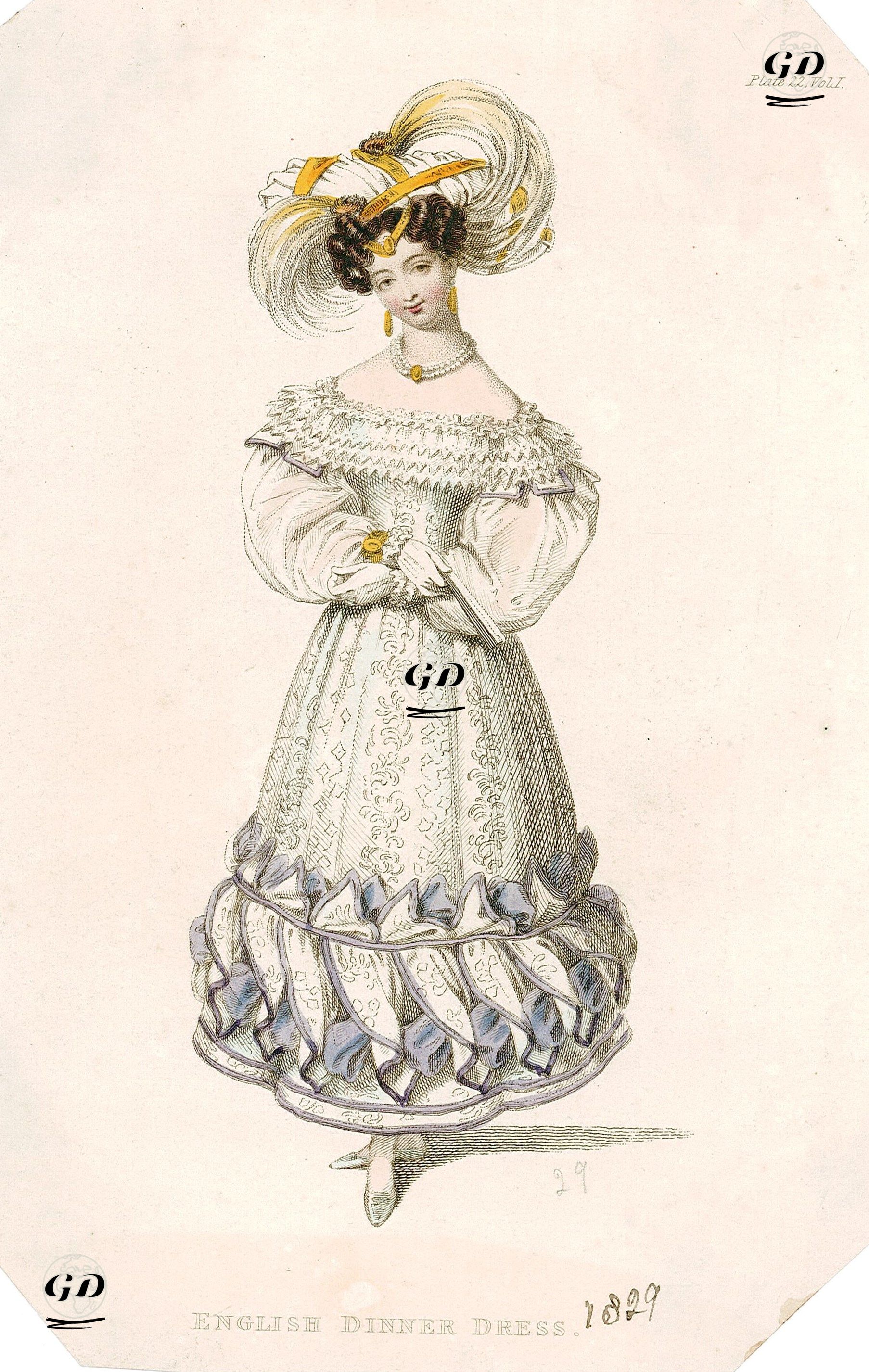 English Dinner Dress -  - 1829