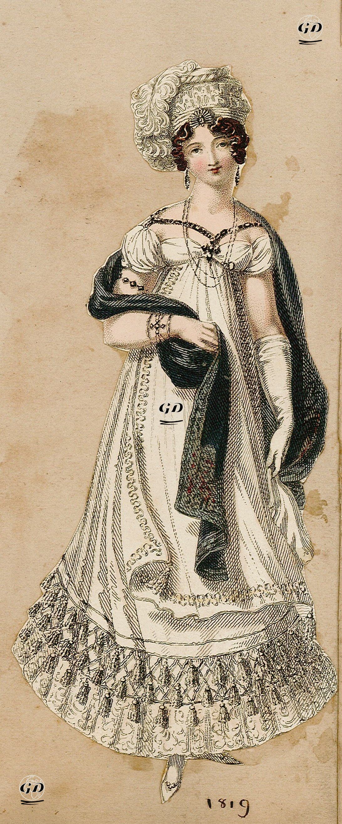 Yarı Yasta Olan Kadının Akşam Kıyafeti - Rudolph Ackermann (1764-1834) - 1819