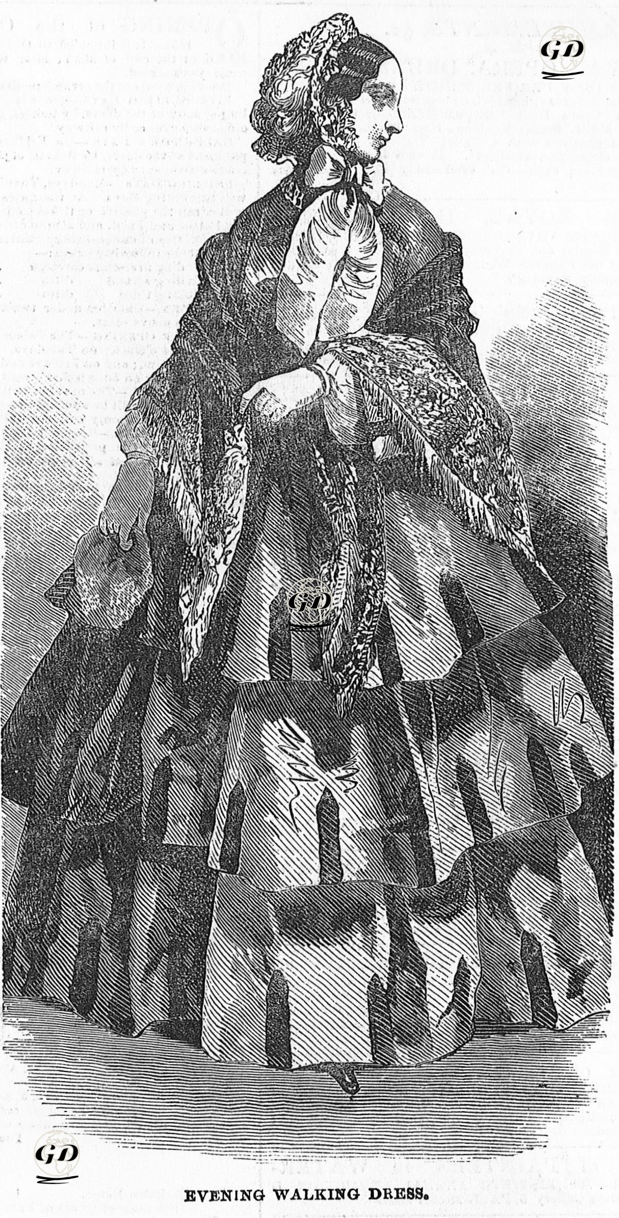1853 Yılının Mayıs Ayının Paris Modası- Akşam Yürüyüş Kıyafeti  -  - 1854