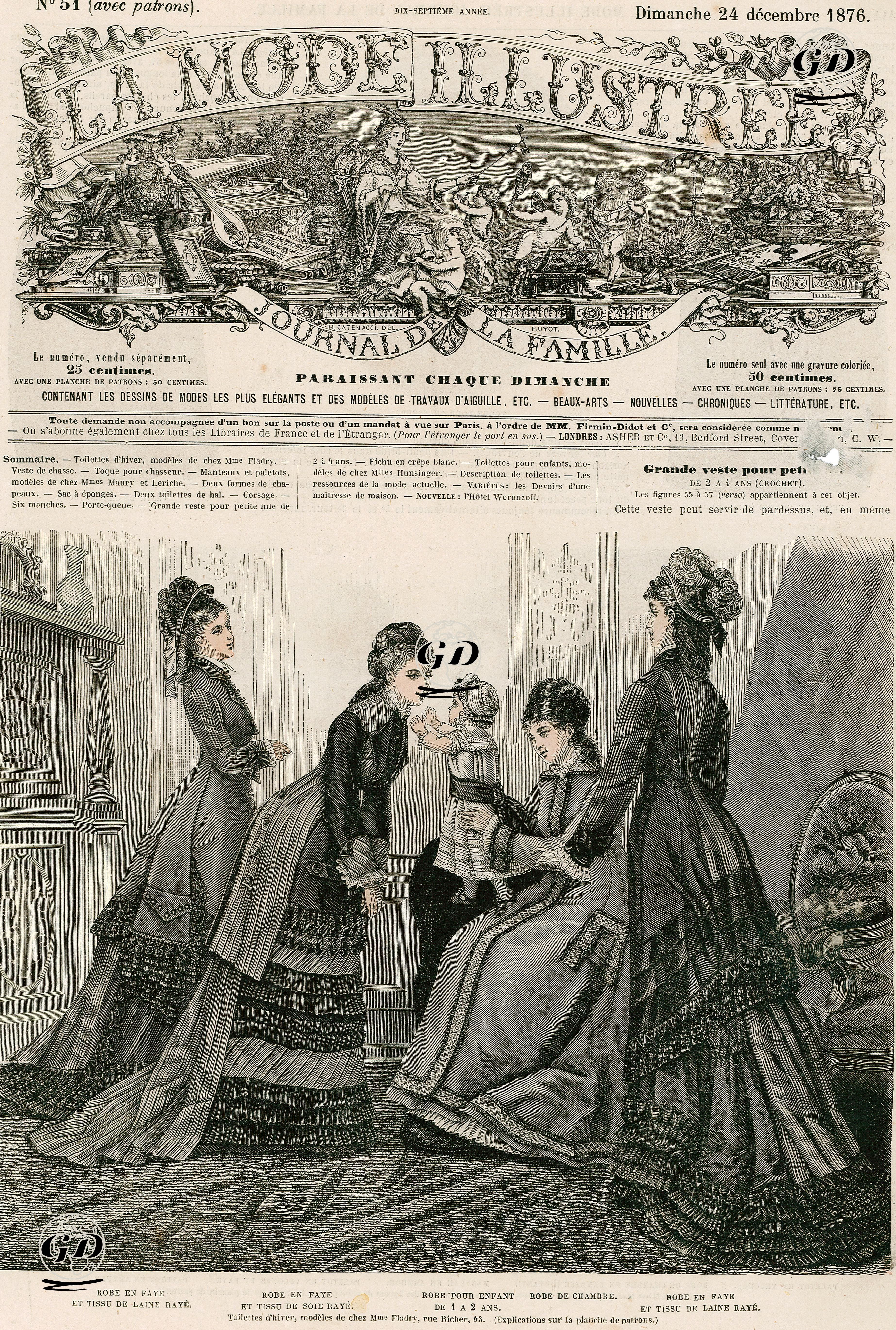 Robe En Faye Et Tissu De Laine Raye-Robe En Faye Et Tissu De Soie Raye-Robe Pour Enfant De 1 A 2 Ans-Robe De Chambre-Robe En Faye Et Tissu De Laine Raye -  - 1876